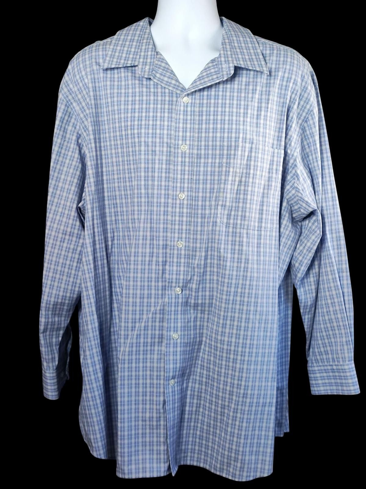 Other GS Men's Casual Long Sleeve Button-Down Shirt Blue Checkered Size US M / EU 48-50 / 2 - 3 Thumbnail