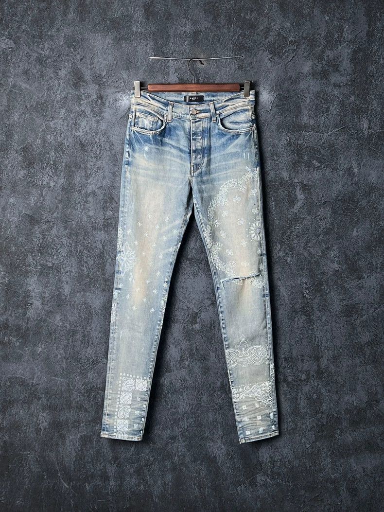 Amiri Amiri Blue totem printed jeans Size US 31 - 1 Thumbnail