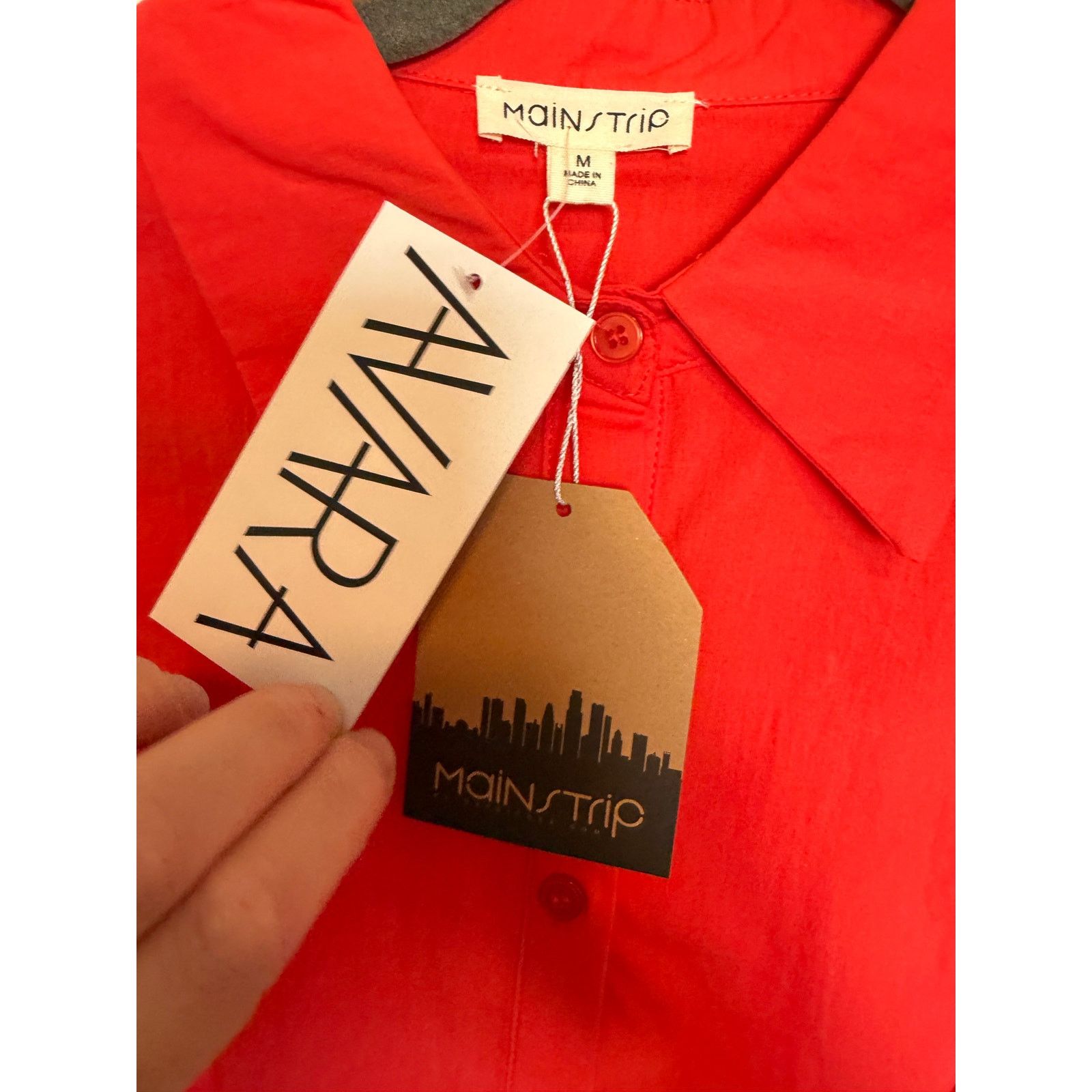 Other MainStrip Red Short Puff Sleeve Collar Button Up Romper Size 24" / US 00 / IT 34 - 7 Thumbnail