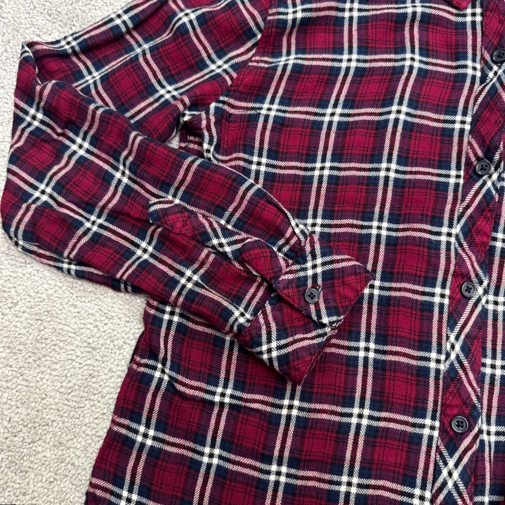 Rails Rails Button-Up Shirt Womens Medium Red Blue Plaid Rayon Long Sleeve Top Size M / US 6-8 / IT 42-44 - 3 Thumbnail