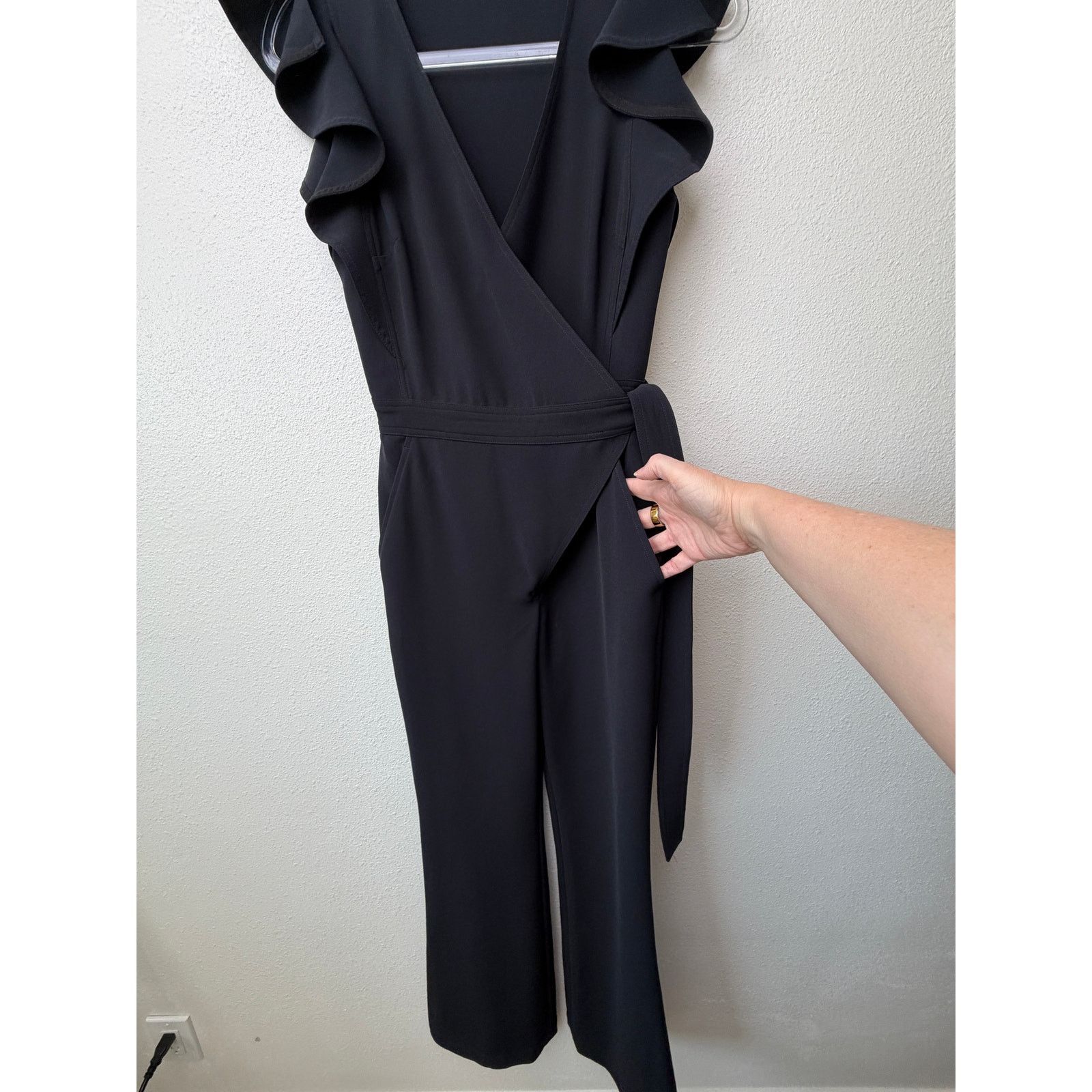 A.L.C. A.L.C. Wilder Black Wrap Flare Jumpsuit Womens 0 Size XS / US 0-2 / IT 36-38 - 9 Thumbnail
