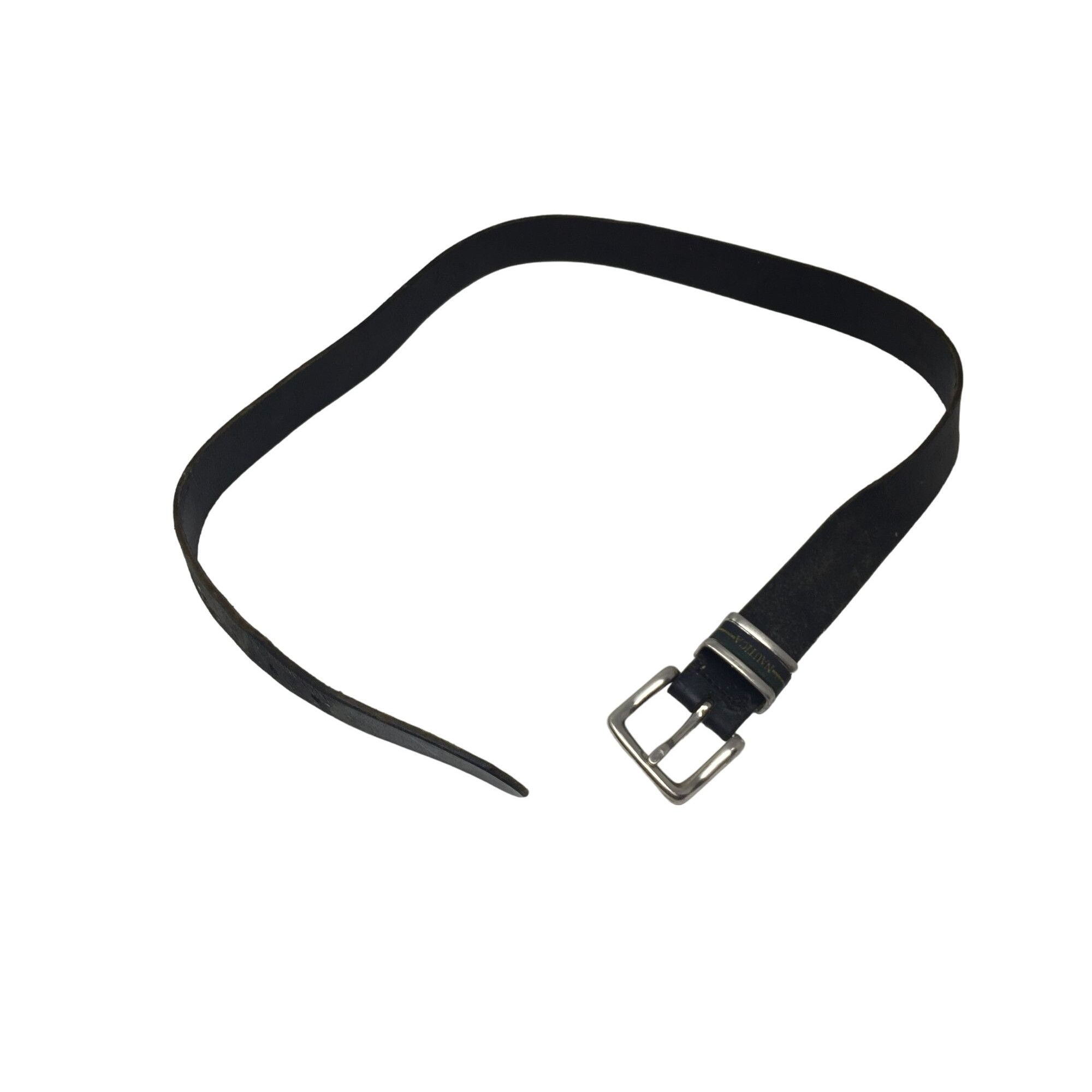 Nautica Mens NAUTICA Black Leather Belt with Silver Metal Belt Buckl Size ONE SIZE - 1 Thumbnail