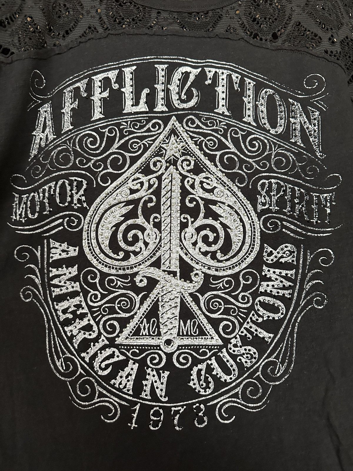 Affliction Vintage Y2K Affliction Lace Knit Graphic Tee Size L / US 10 / IT 46 - 3 Thumbnail