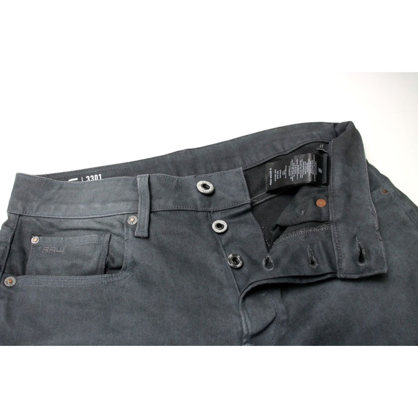 G-Star G-STAR 3301 Slim Jeans Men's Grey Faded Denim Button Fly Stretch W30/L36 Size US 30 / EU 46 - 4 Thumbnail