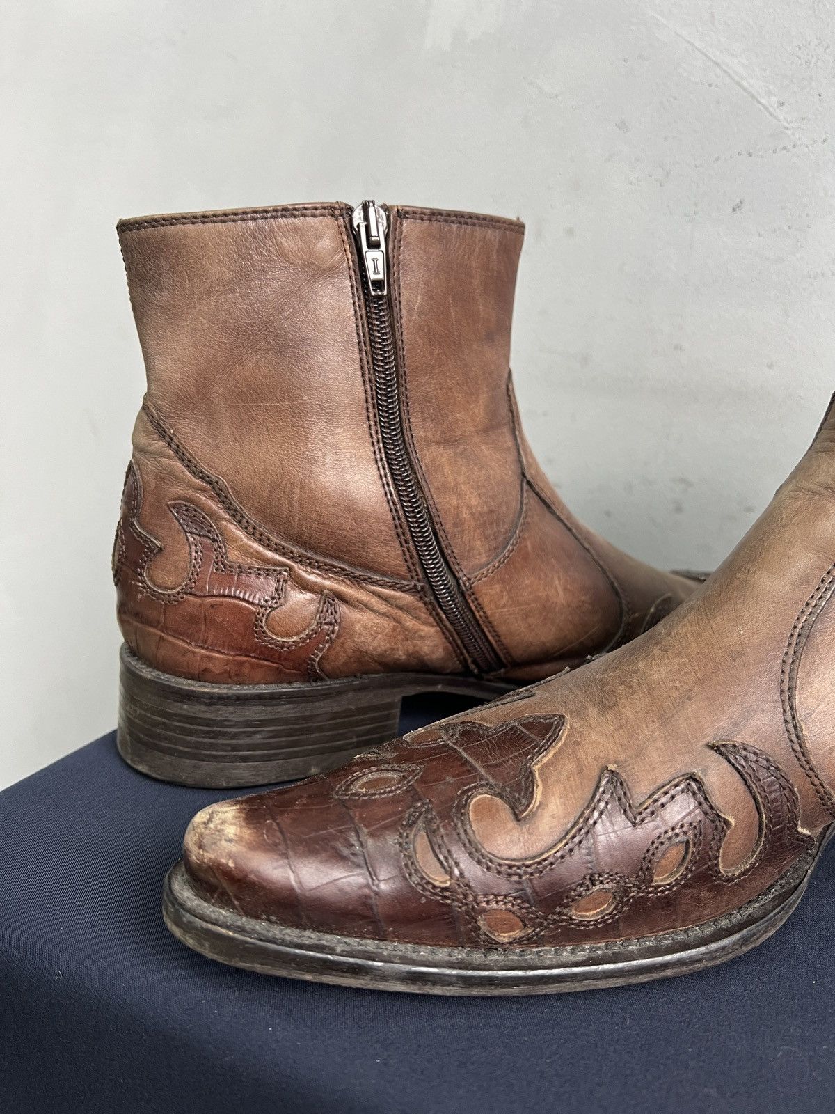 Hedi Slimane Hedi Slimane style leather western boots y2k style biker Size US 9 / EU 42 - 8 Thumbnail