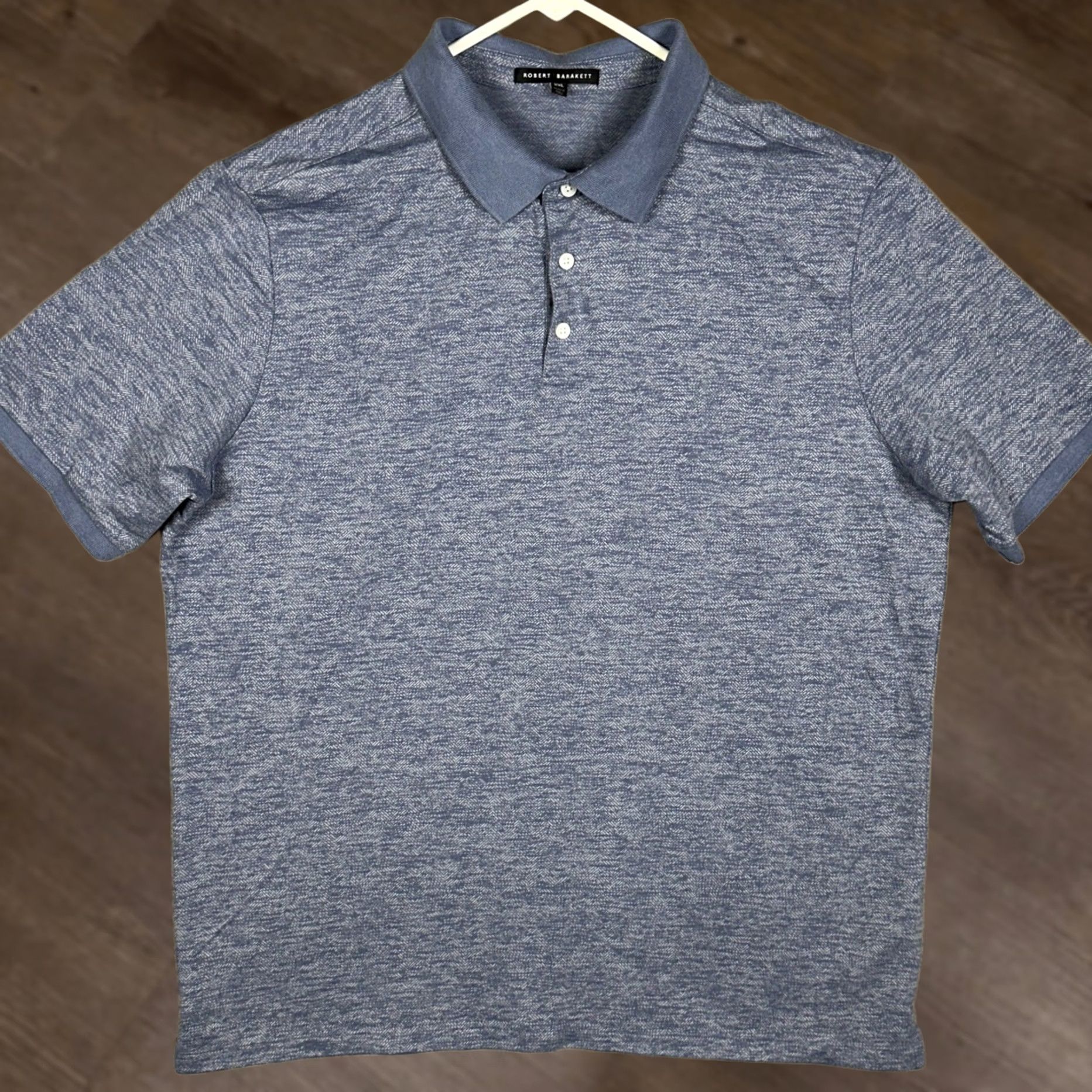 Vintage Robert Barakett Polo Shirt Mens 2XL Blue Herringbone Short Sleeve Golf Rugby Polo Shirt Mens 2XL Blue Size US XXL / EU 58 / 5 - 1 Thumbnail