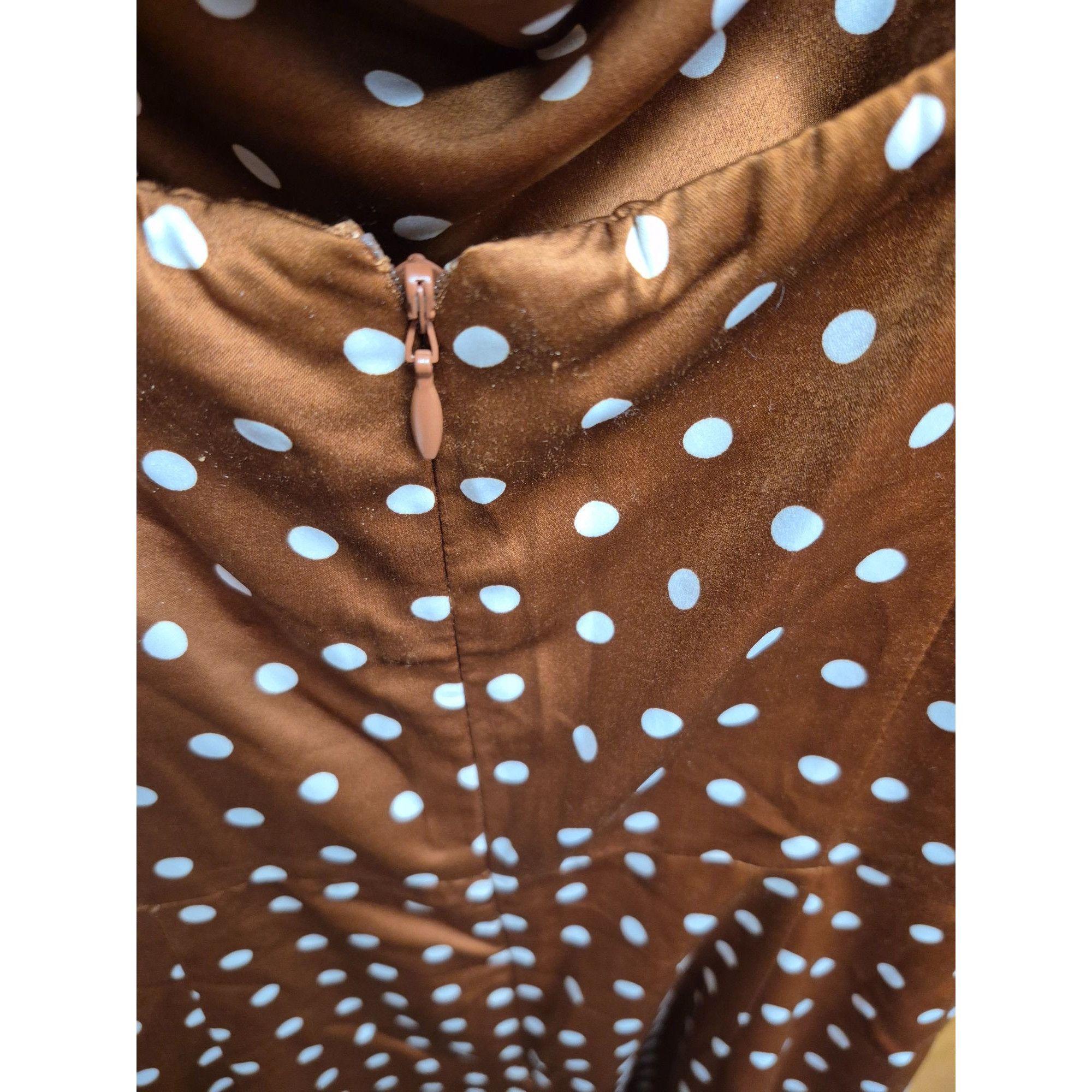 Other Brown Polka Dot Midi Dress With Spaghetti Straps By J.O.A. Size M / US 6-8 / IT 42-44 - 7 Thumbnail