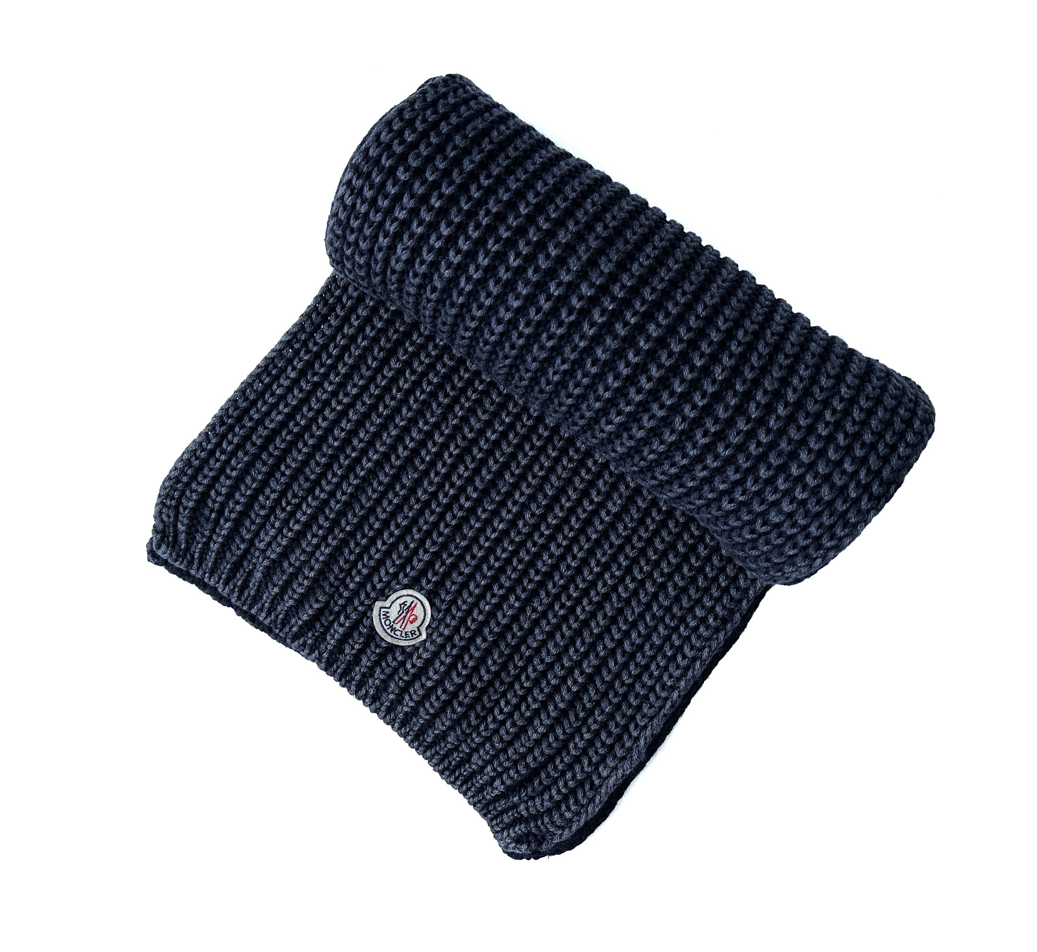 Moncler Moncler navy grey wool scarf Size ONE SIZE - 1 Thumbnail