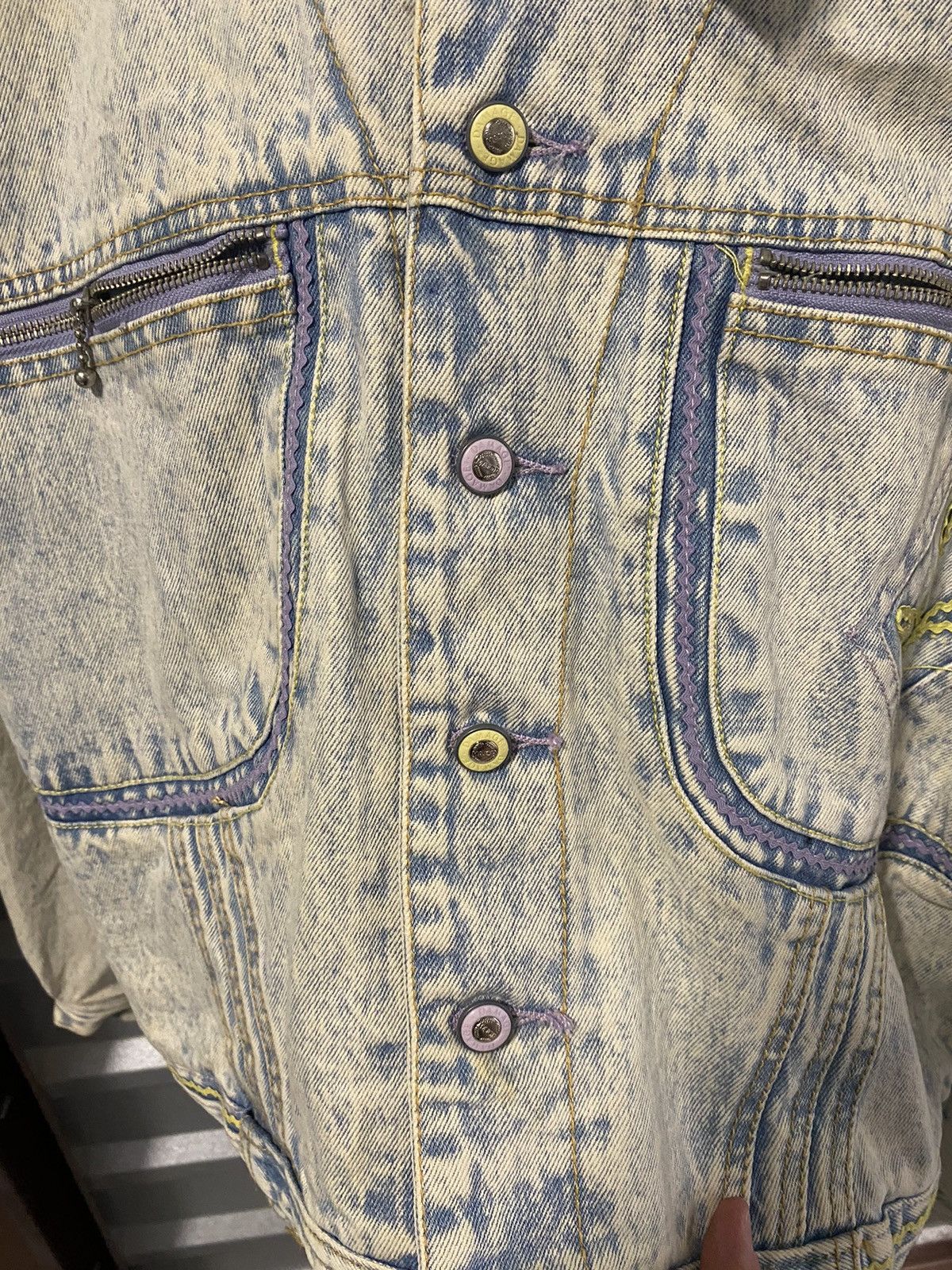 Vintage 1980’s Major Damage Embroidered Denim Jacket Size L / US 10 / IT 46 - 4 Thumbnail