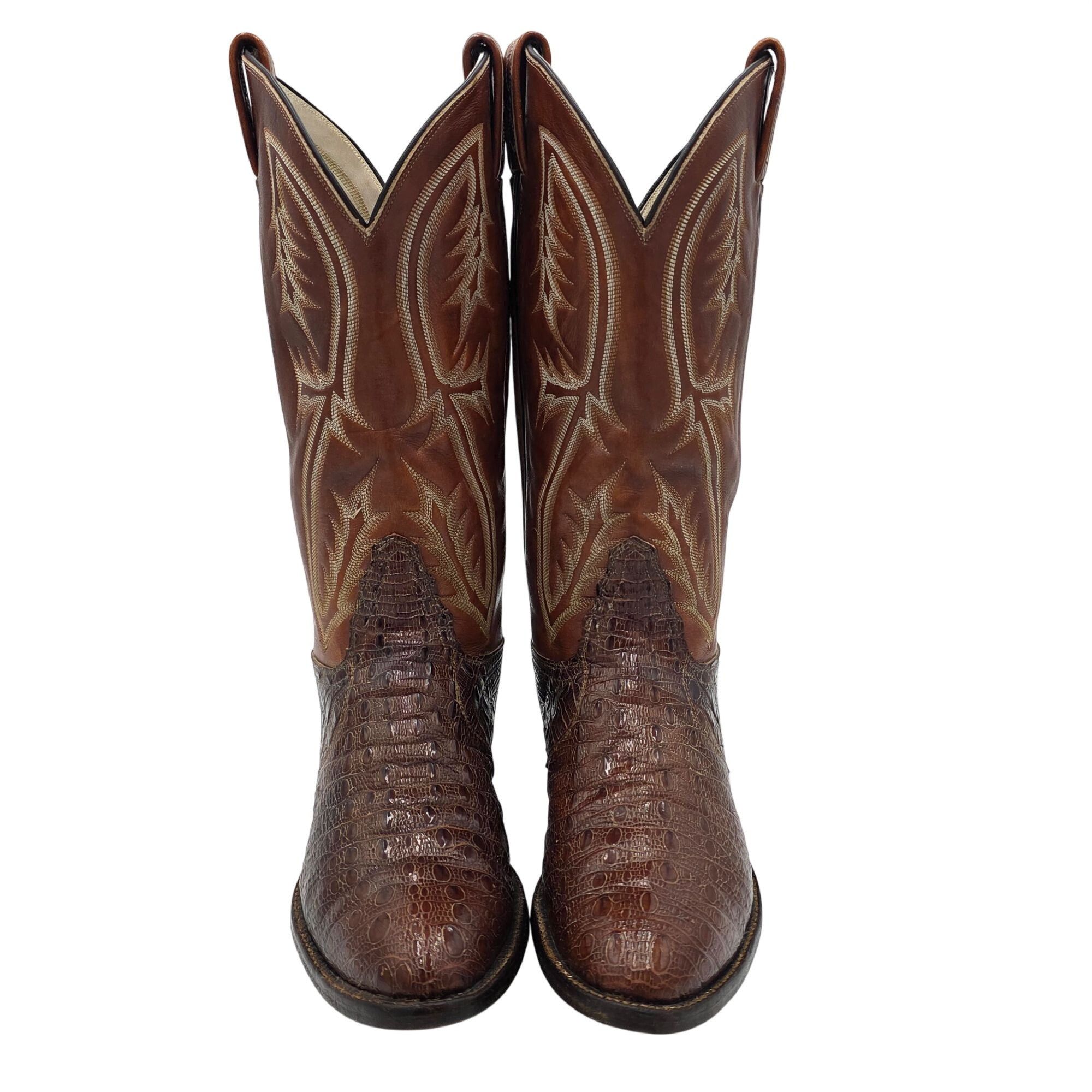 Tony Lama Vintage El Rey Tony Lama HBL Exotic Men 9D Brown Cowboy Boot Size US 9 / EU 42 - 5 Thumbnail