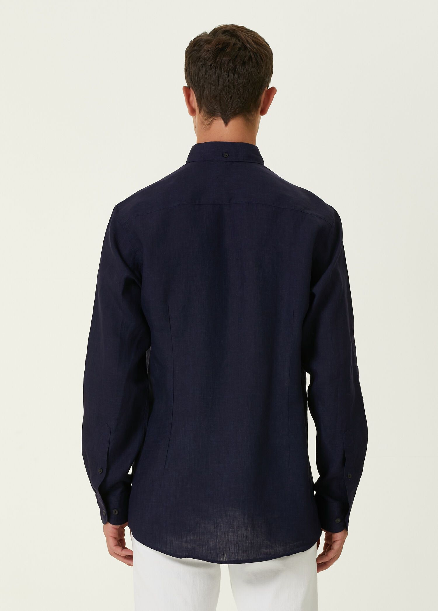 Eton ETON of Sweden contemporary fit navy blue linen shirt 41 Size US L / EU 52-54 / 3 - 3 Thumbnail