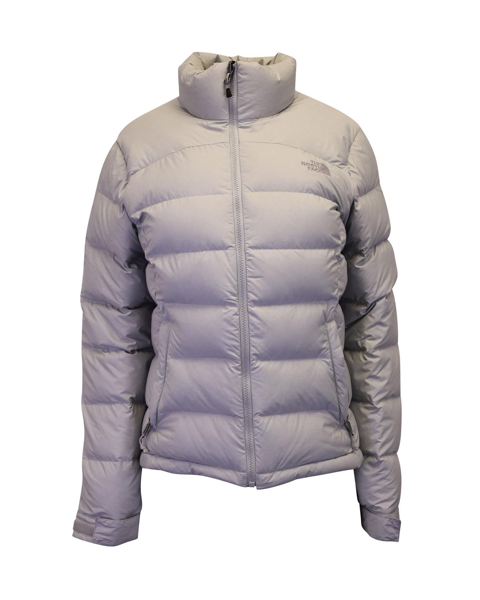 image of The North Face Grey Polyester Down Jacket With Stand Collar And Zip Front, Women's (Size Medium)