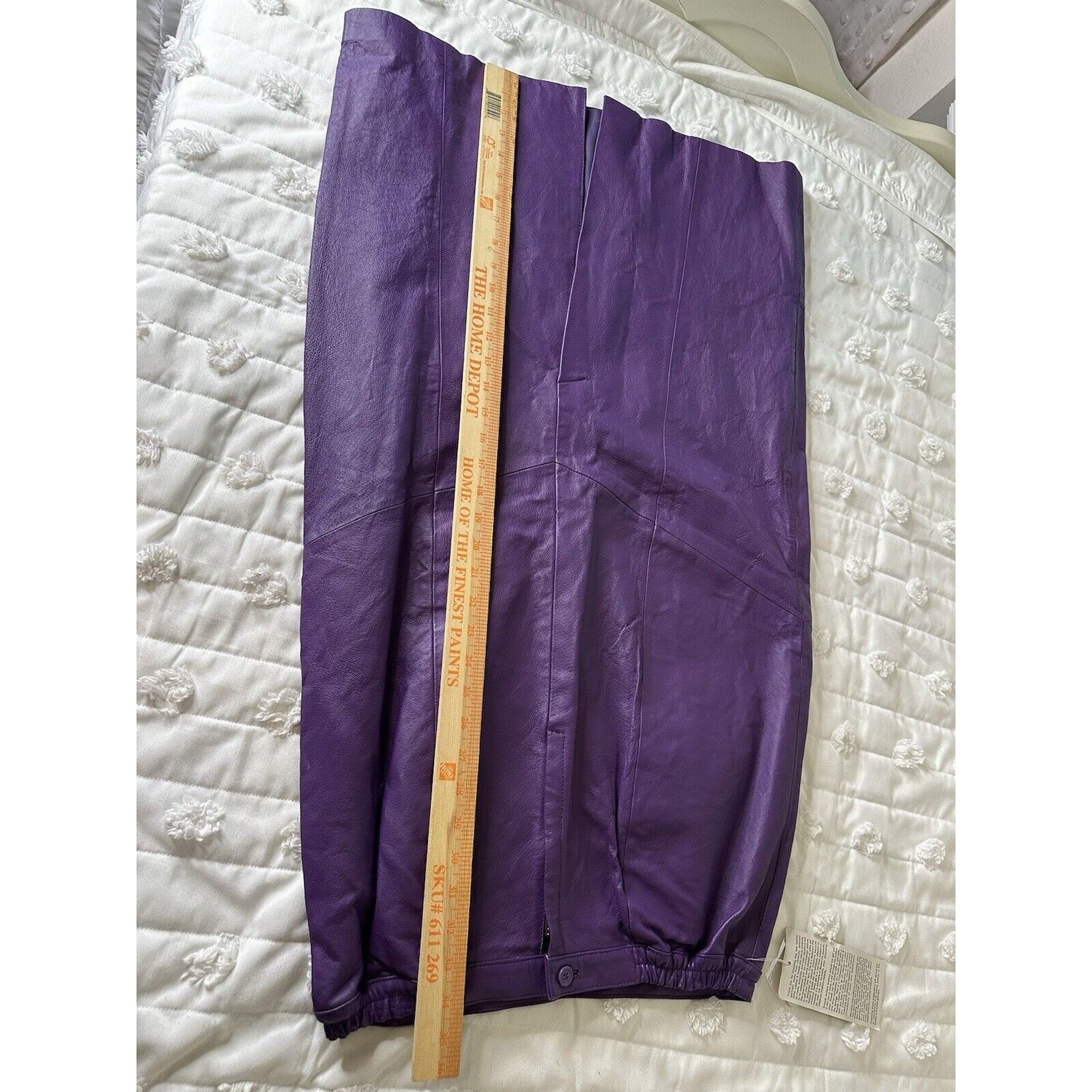 Vintage VTG 80s 90s Leather Woman’s M/L Elastic Waist Skirt Long Pen Size 32" / US 10 / IT 46 - 14 Thumbnail