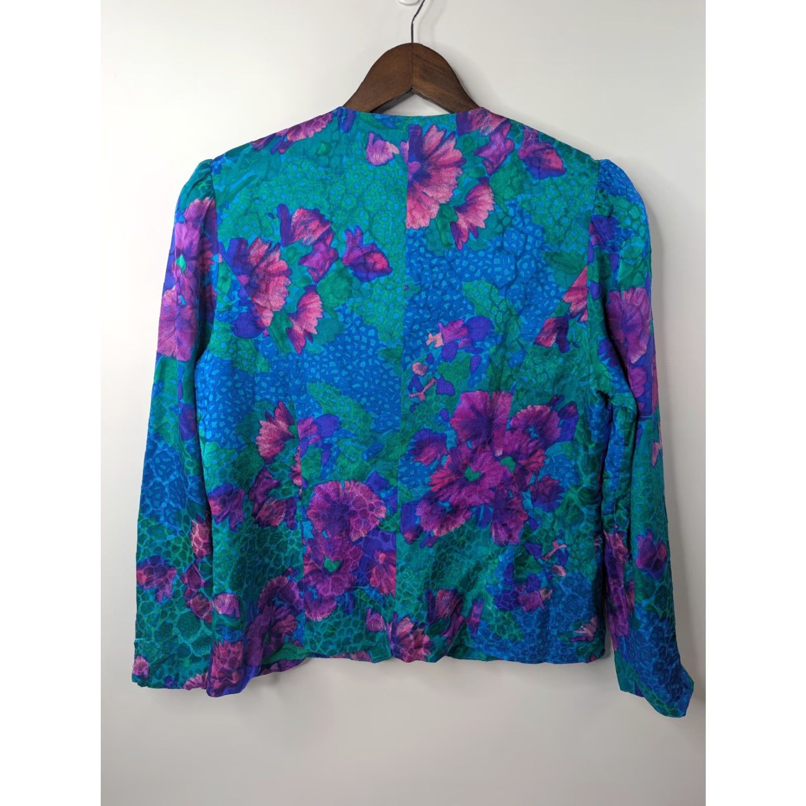 Vintage VINTAGE Anne Crimmins for Umi Collections Purple Floral Silk Button Blouse Sz 14 Size XL / US 12-14 / IT 48-50 - 4 Thumbnail