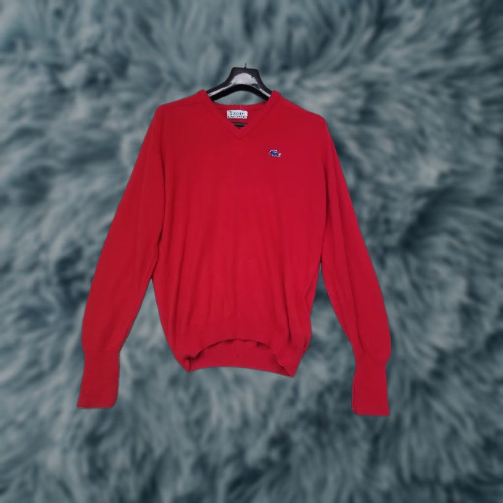 Lacoste VINTAGE Lacoste Sweater Men XL Red V-Neck Pullover Knit Embroidered Logo USA Size US XL / EU 56 / 4 - 1 Thumbnail
