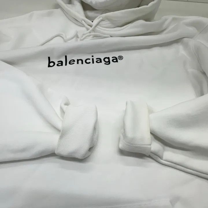 Balenciaga Balenciaga White Hooded Logo Sweatshirt for Women 0079-2507 Size XS / US 0-2 / IT 36-38 - 7 Thumbnail
