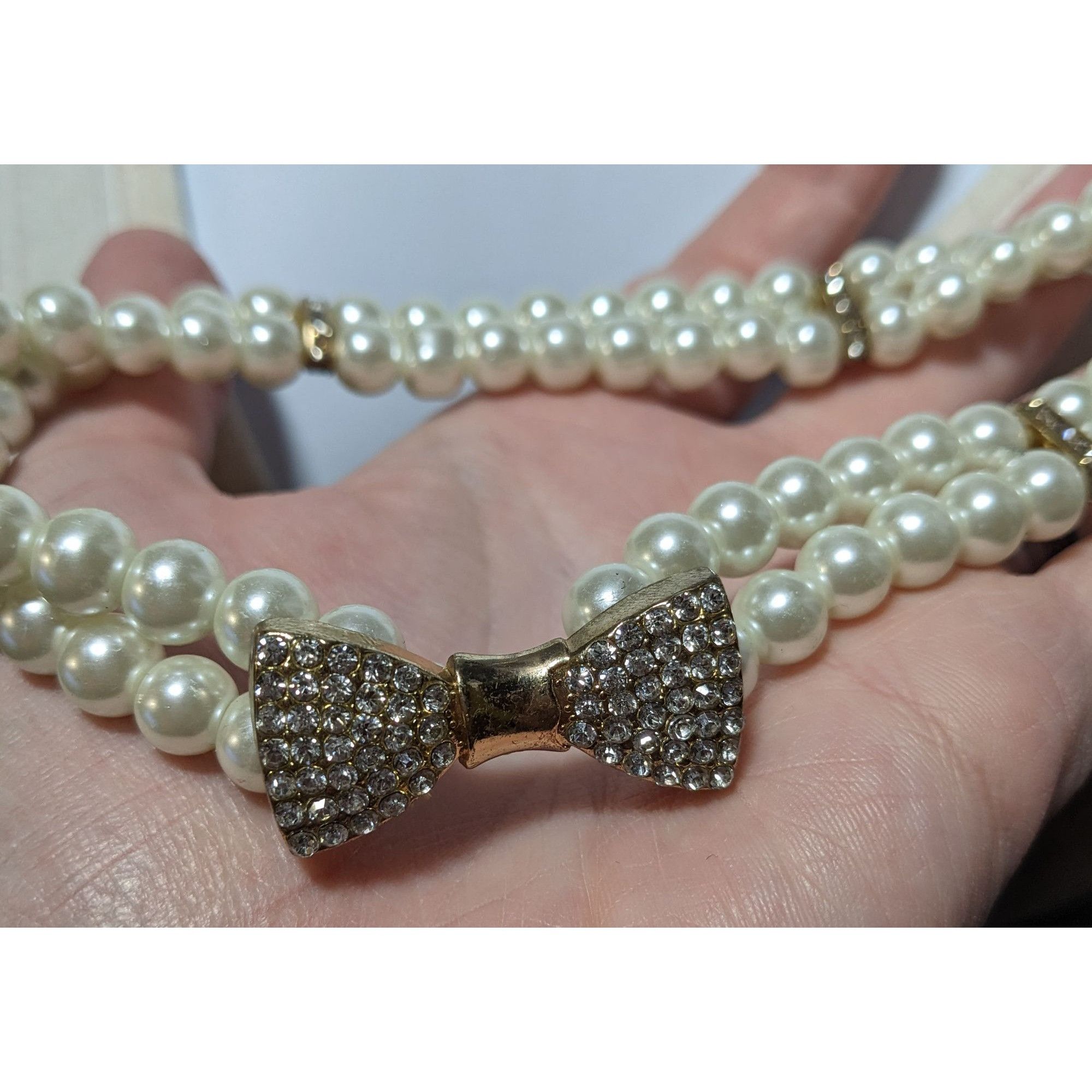 Other Vintage Coquette Rhinestone Faux Pearl Stretch Choker Size ONE SIZE - 7 Thumbnail