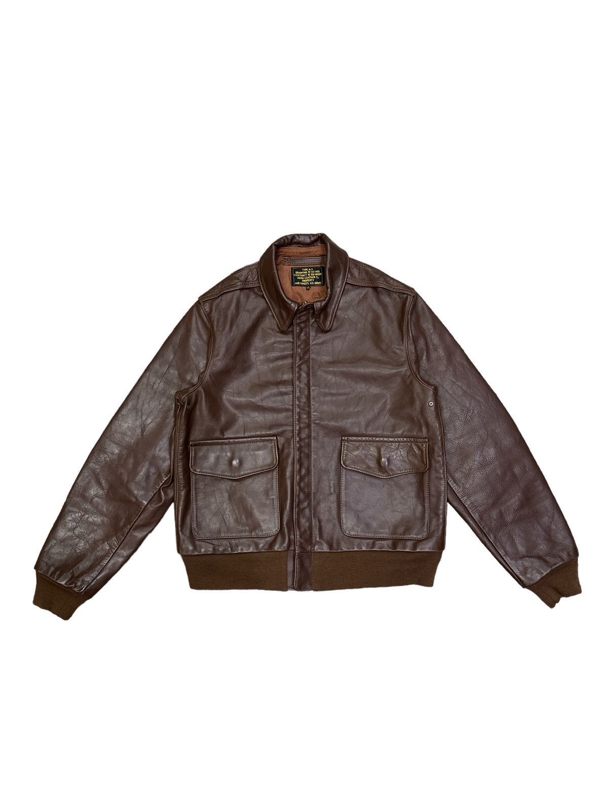 image of 1980S Aero Leather Jacket Type A-2 No 39-1410P Size 38 in Brown, Men's