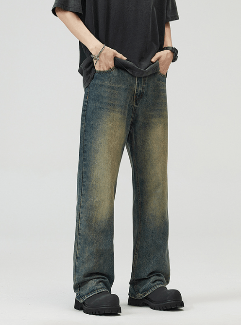 Japanese Brand Retro blue men's loose flared baggy jeans Size US 32 / EU 48 - 2 Thumbnail