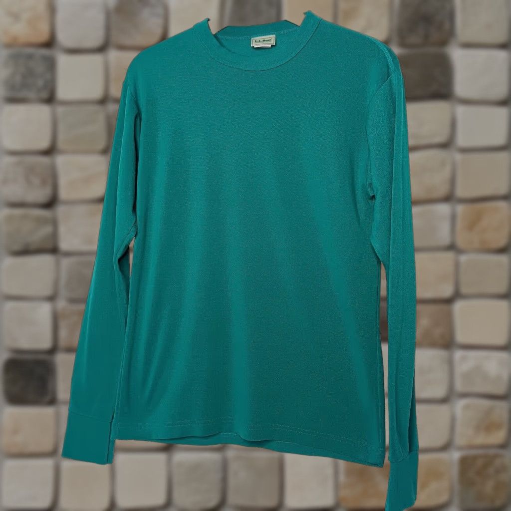 Vintage VINTAGE L.L. Bean Baselayer Shirt Men Large Green Long Sleeve Polyester Lycra USA Size US L / EU 52-54 / 3 - 1 Thumbnail