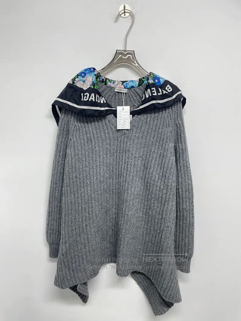 Balenciaga Balenciaga Irregular Shawl Wool Sweater, Gray Size XXS / US 00 / IT 34 - 1 Thumbnail