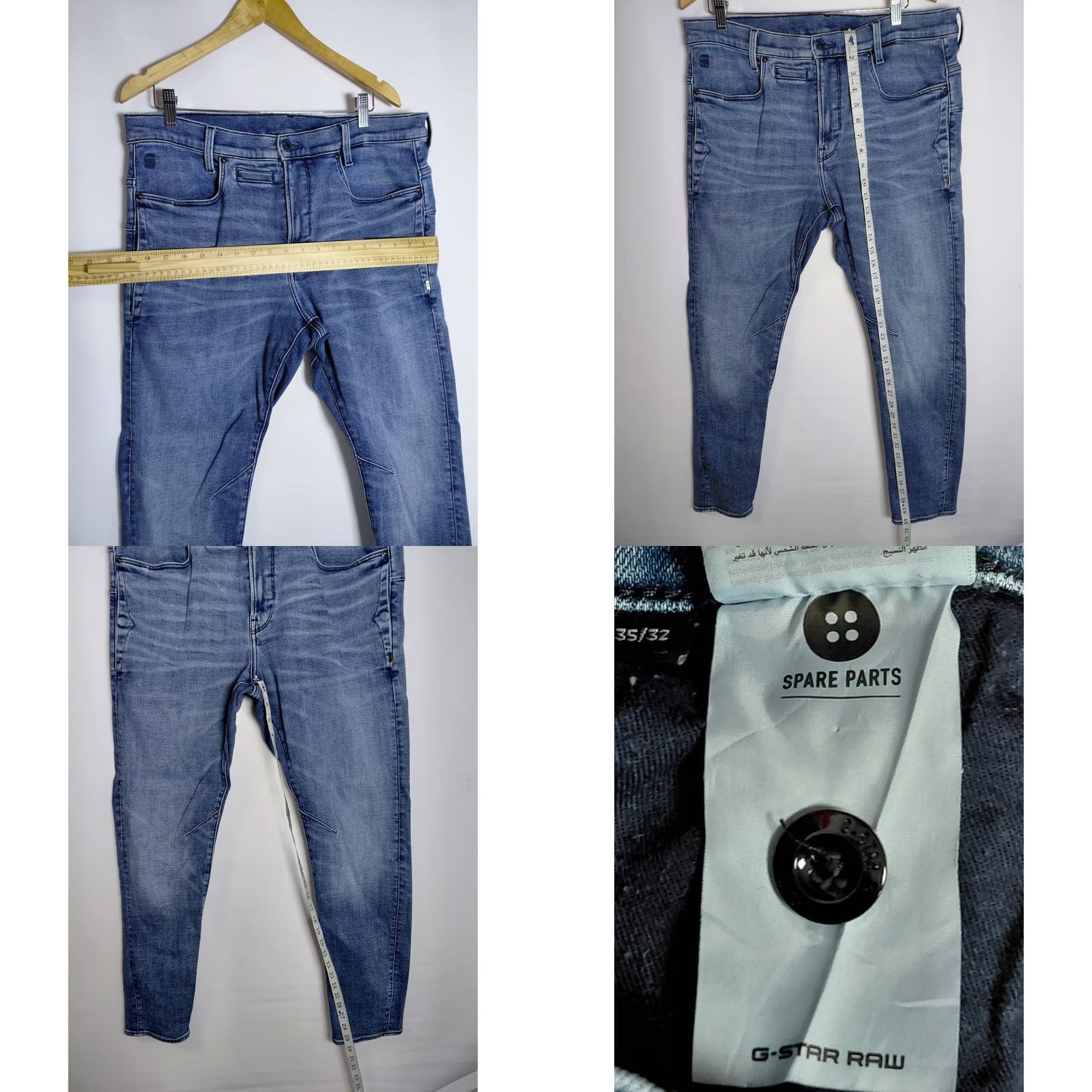 Vintage G-STAR RAW Jeans Slim 32 Blue Solid Denim Men Size US 32 / EU 48 - 8 Thumbnail