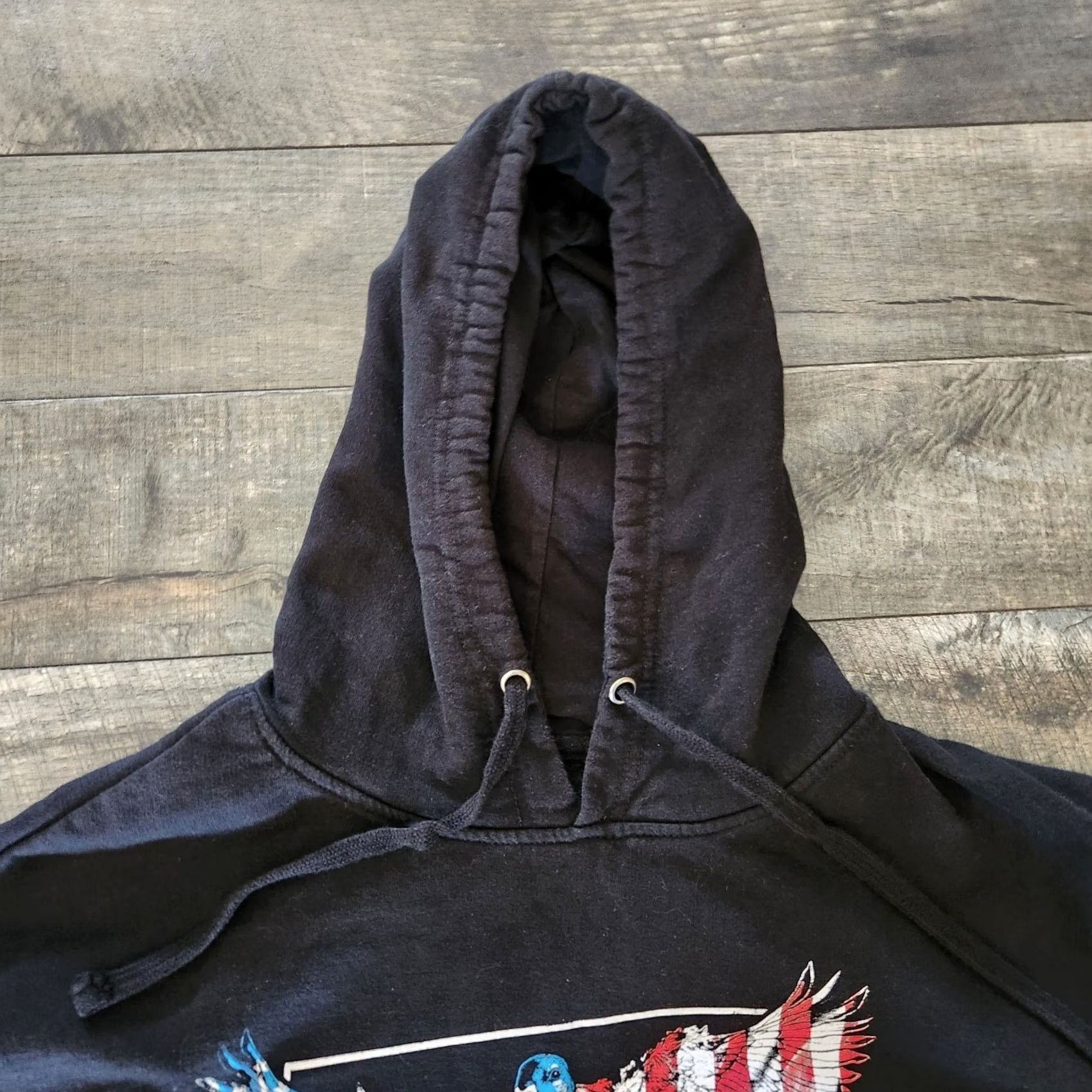 Vintage Dux Waterfowl Co Hoodie Mens Large Black Mallard Flying USA American Flag Shirt Size US L / EU 52-54 / 3 - 3 Thumbnail