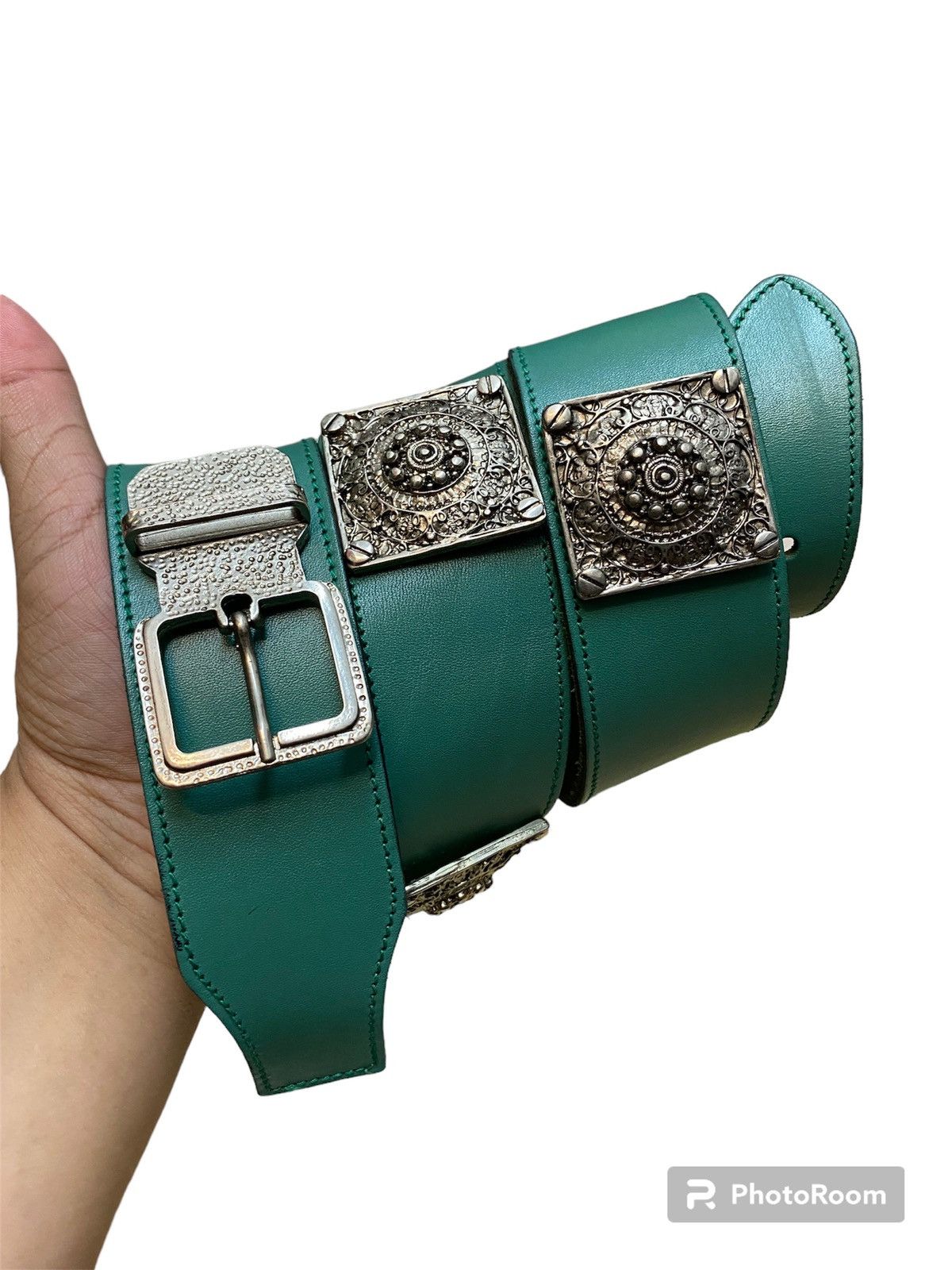 Designer Leather Studded Belt Spazio Italia Size ONE SIZE - 1 Thumbnail