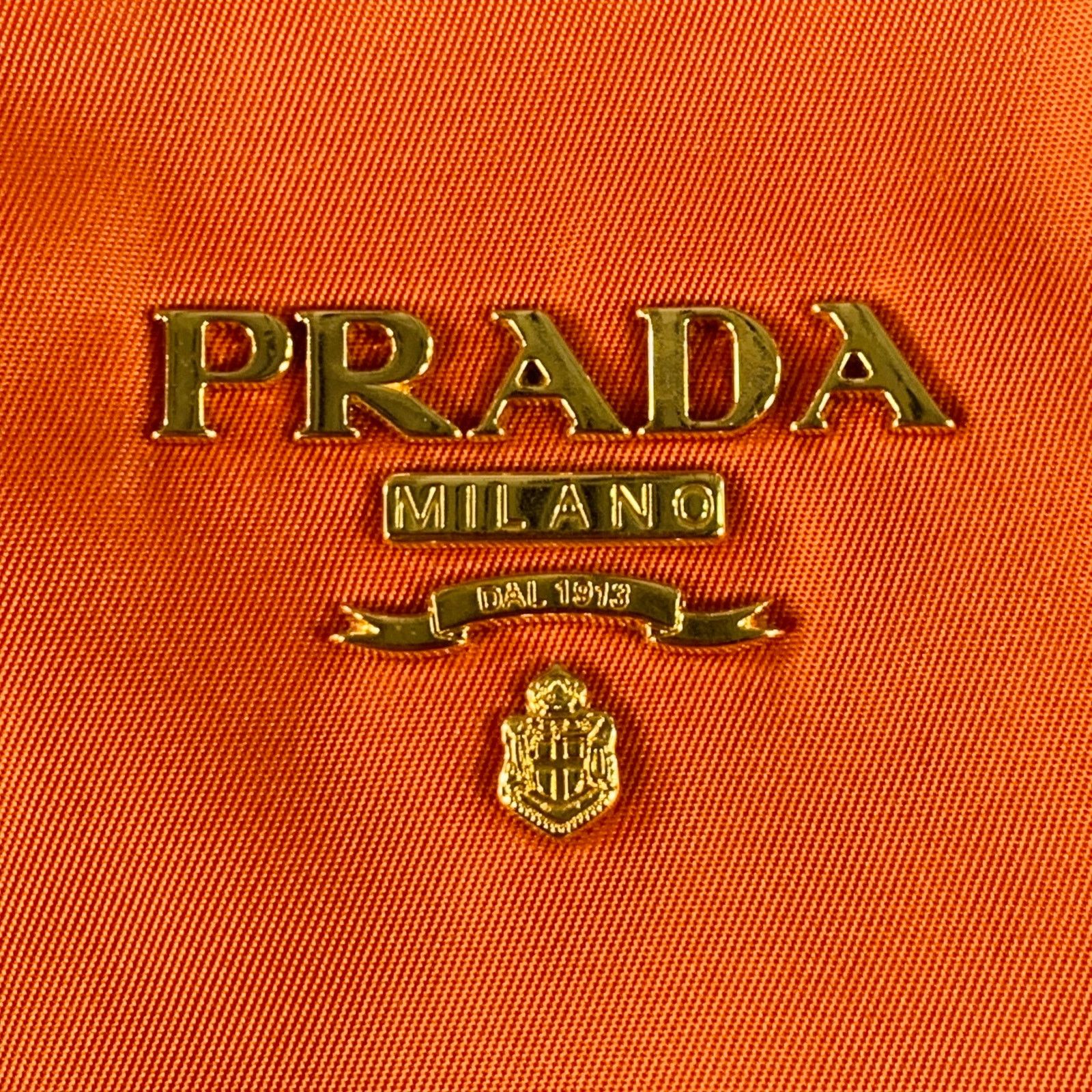 Prada PRADA Orange Gold Saffiano Nylon Leather Trim Tote Handbag Size ONE SIZE - 2 Thumbnail