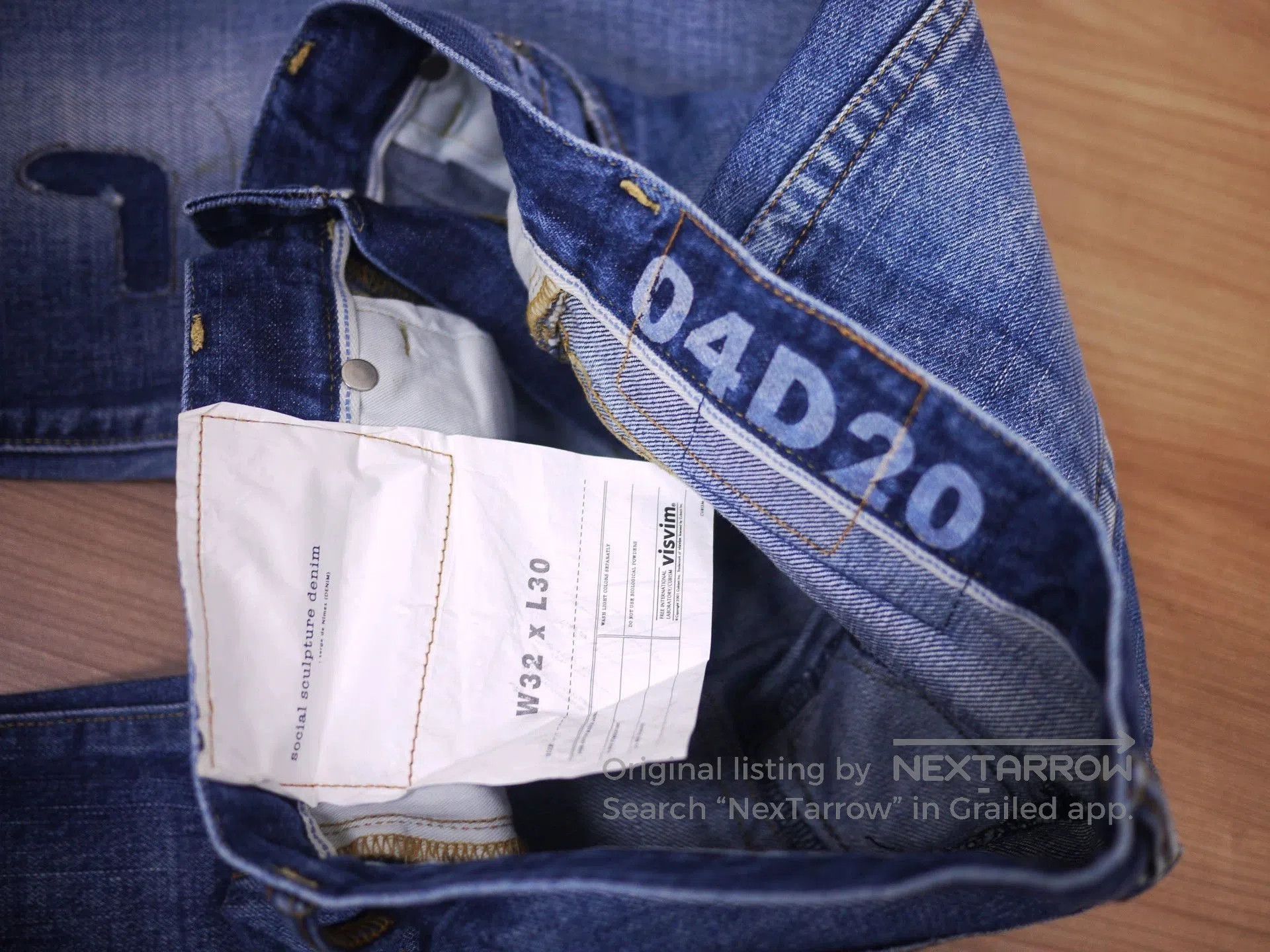 Blue Denim Jeans with Distressed Detail - Size 32.