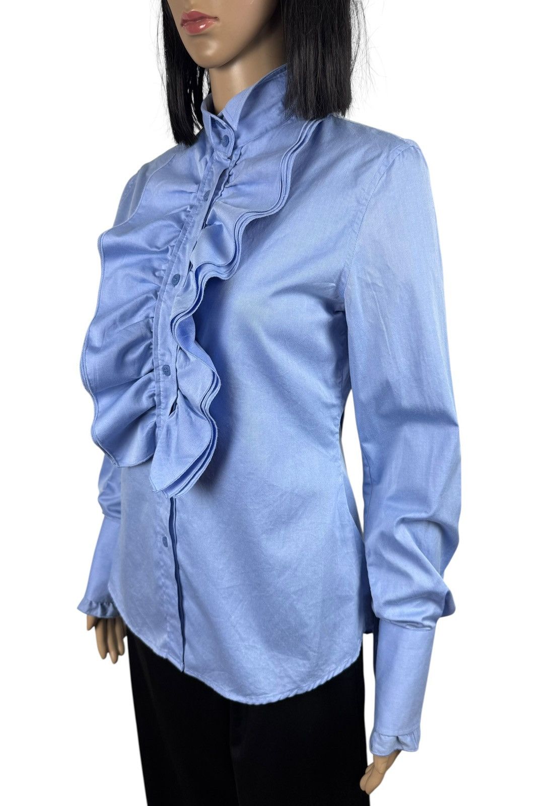 Dolce & Gabbana Dolce & Gabbana Blue Blouse Shirt Button Up Ruffled size 40 Size S / US 4 / IT 40 - 4 Thumbnail
