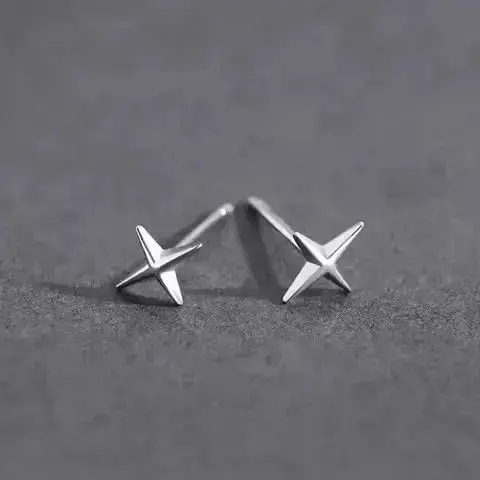 Jewelry Punk Small Cross Stud Earrings Size ONE SIZE - 3 Thumbnail