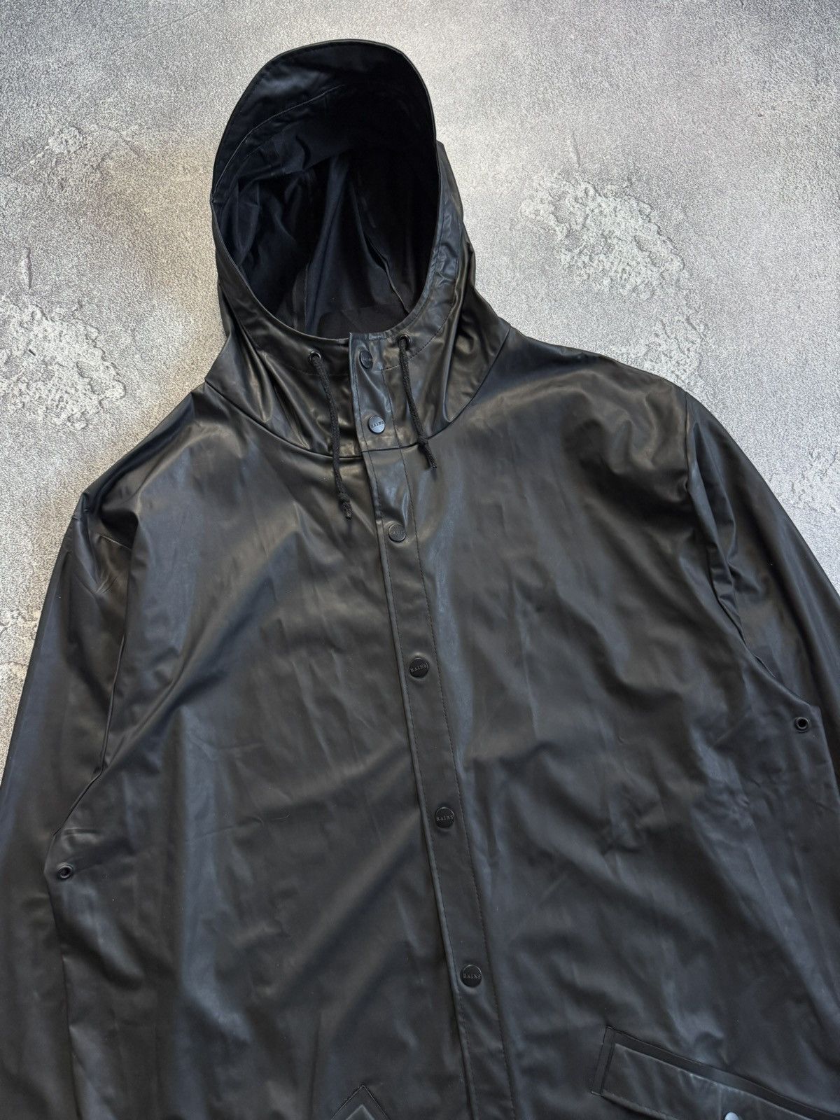 Rains Rains L/XL waterproof light long jacket hooded long coat Size US XL / EU 56 / 4 - 10 Thumbnail