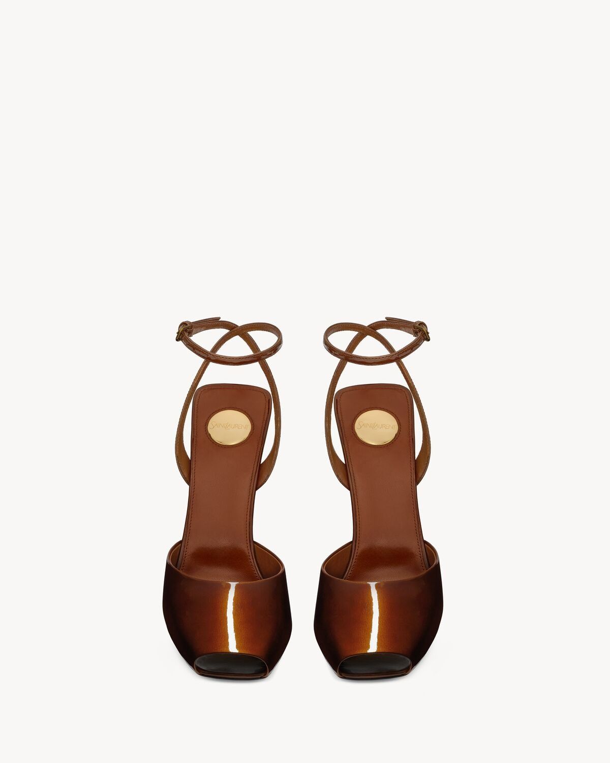 Saint Laurent Paris o1s1wg111125 806039 La Scandales Wedges Patent Leather Brown Size US 9 / IT 39 - 2 Thumbnail