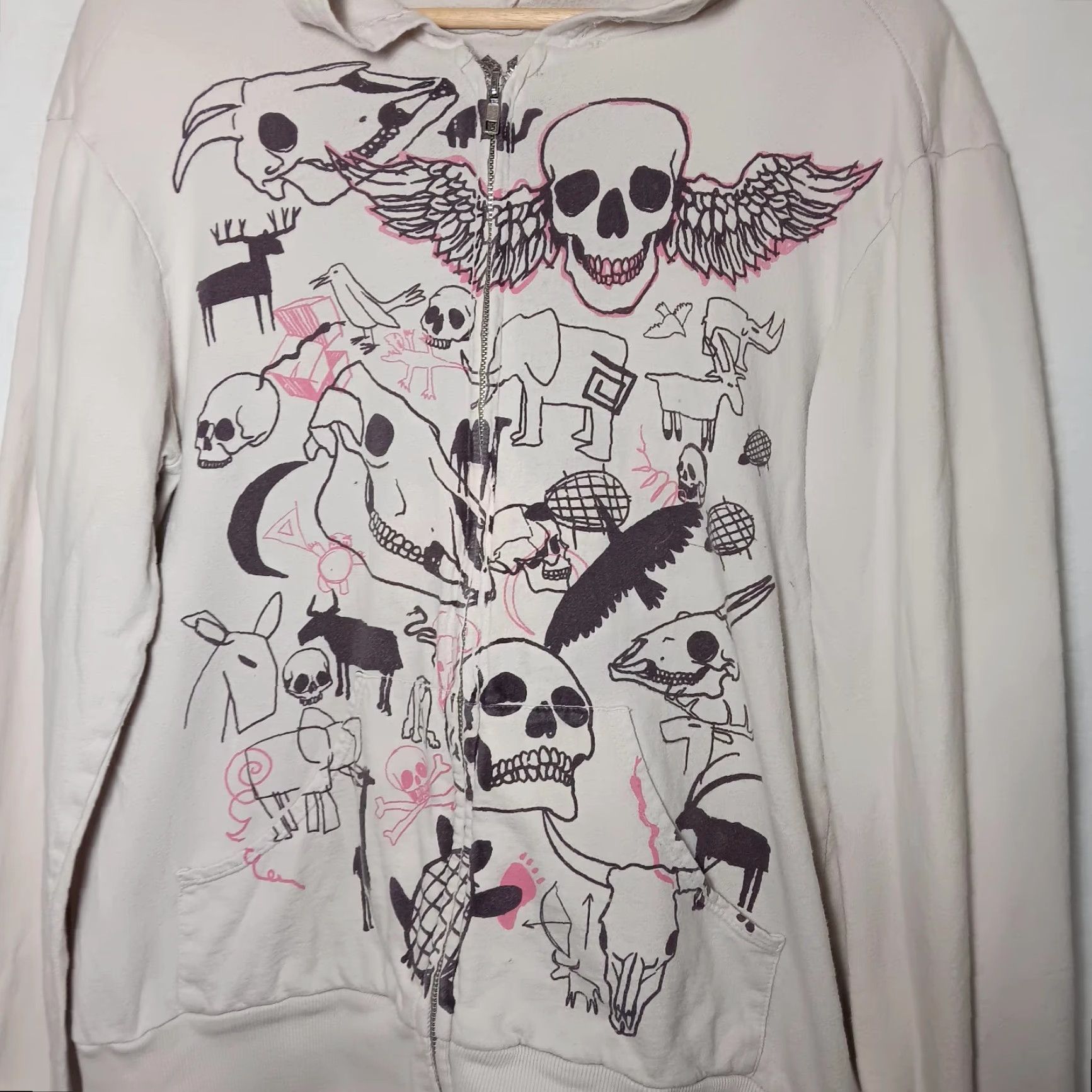 Vintage VINTAGE SUPALIFE Hoodie Sweatshirt Small Gray Distressed Skull Southwest Desert Y2K Womens S Chest Size See Pictures Size S / US 4 / IT 40 - 7 Thumbnail