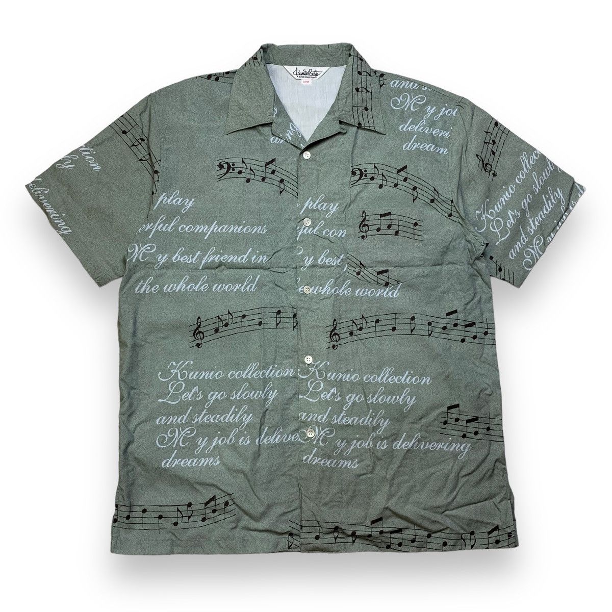 Vintage Kunio sato note music lion open collar shirt