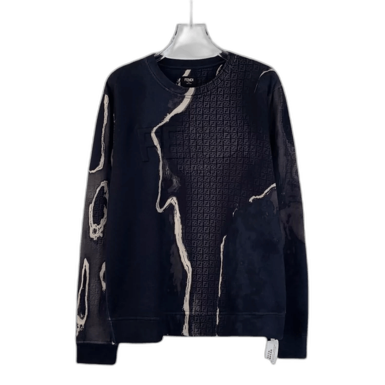 Fendi Fendi Blue Logo Cotton Long Sleeve Sweatshirt Size US S / EU 44-46 / 1 - 1 Thumbnail