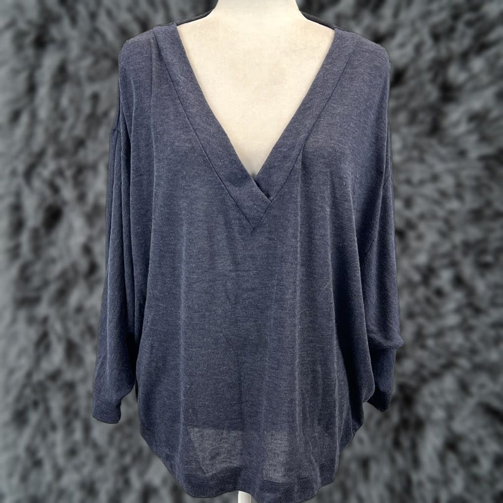 Vintage Chicos Vneck Knit Batwing Sweater Sz 3 Blue Coastal Lightweight Boxy Beachy Size XS / US 0-2 / IT 36-38 - 1 Thumbnail