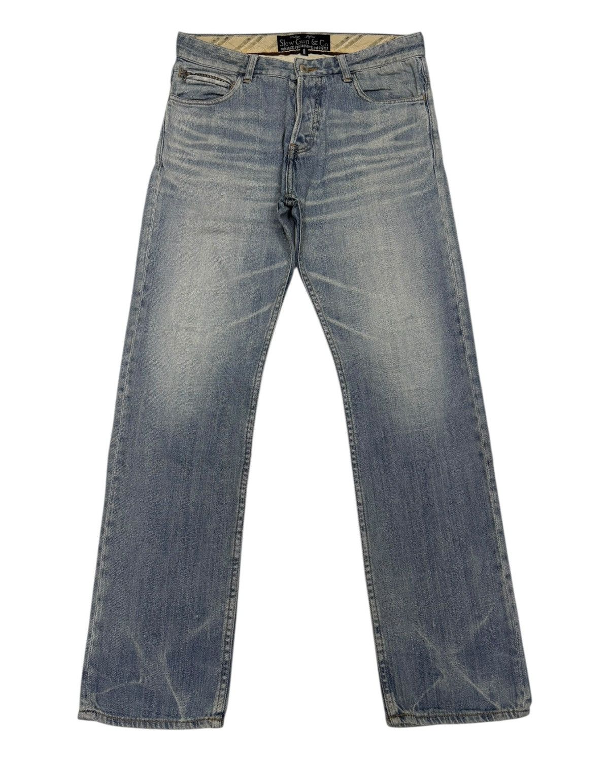 Junya Watanabe SLOWGUN JAPAN BLUE WASH FADED DISTRESSED DENIM JEANS SLIM Size US 30 / EU 46 - 7 Thumbnail