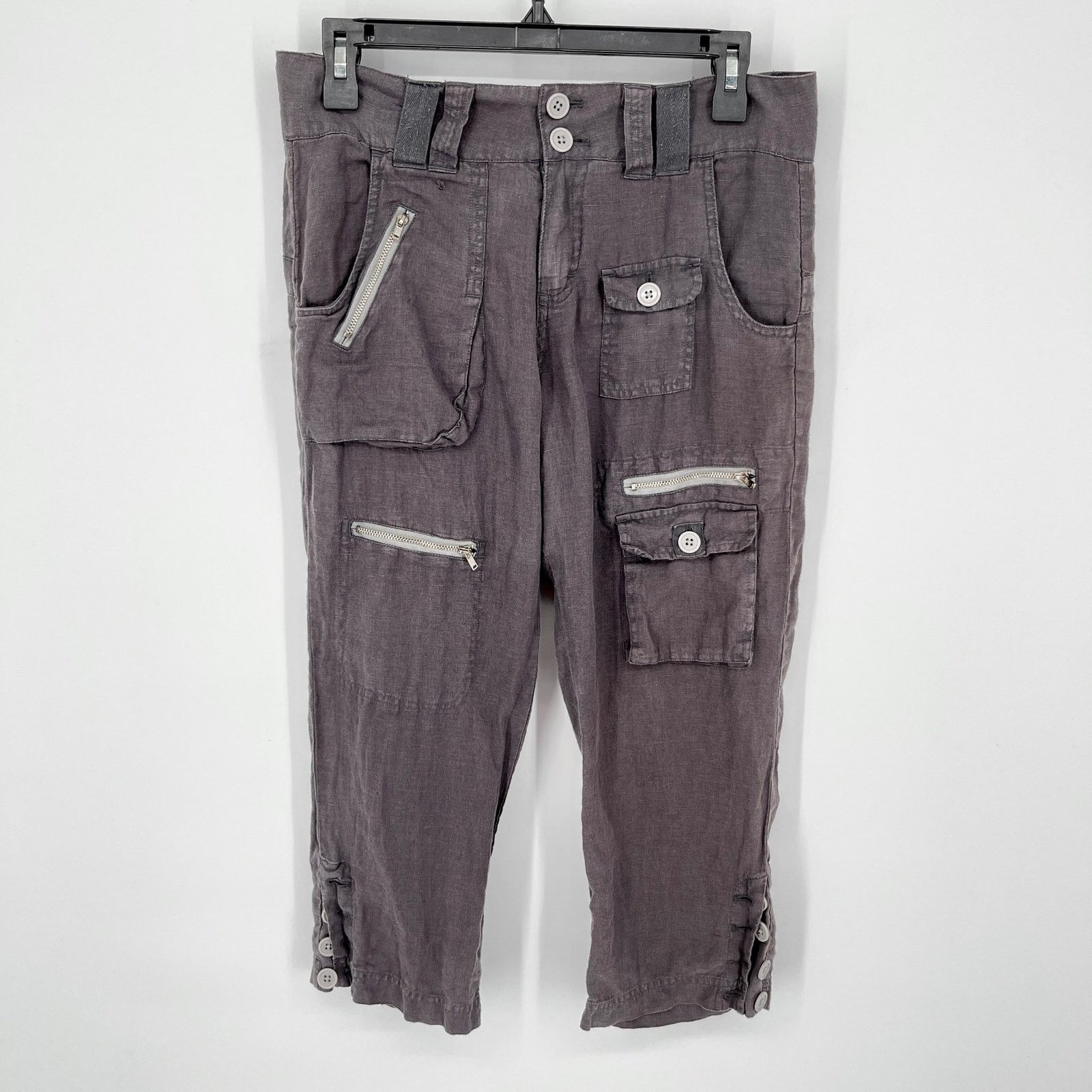 Pete & Greta by Johnny Was NEW Linen Cargo Capri Pants Y2K 0