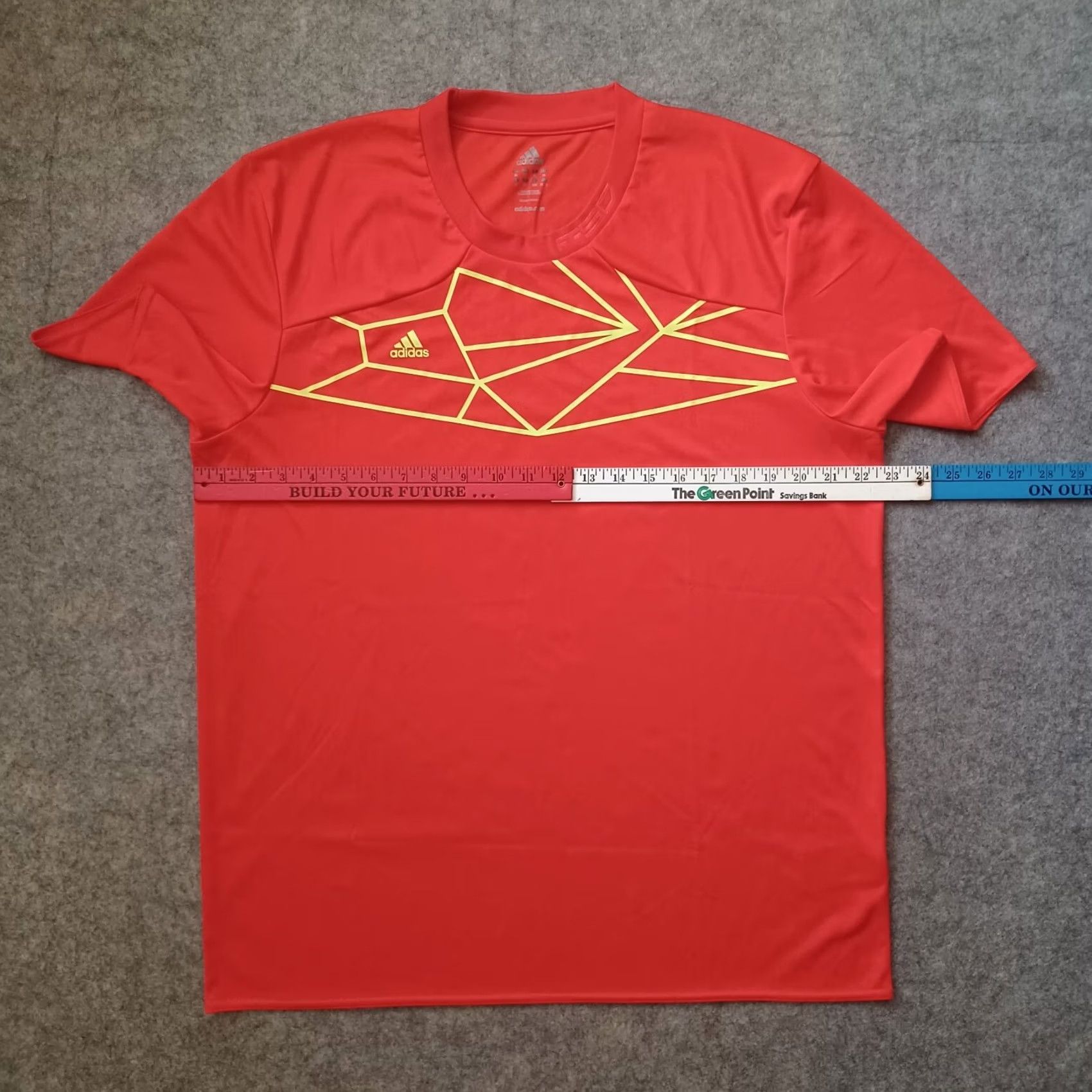 Adidas Adidas Mens Shirt XL Orange Yellow Neon Graphic Logo Short Sleeve T-Shirt Mens Size US XL / EU 56 / 4 - 4 Thumbnail