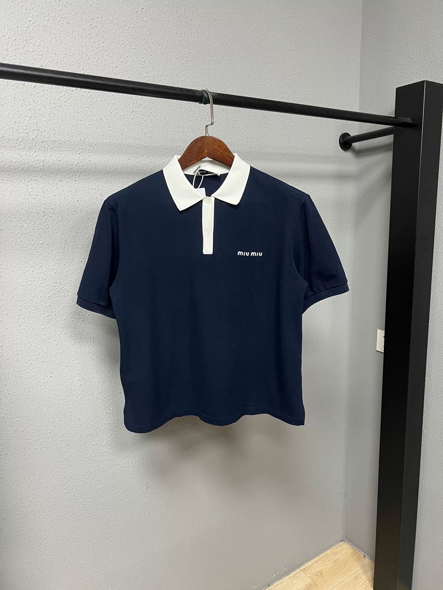 Miu Miu Miumiu Navy White Collar Polo Short Sleeve Size M / US 6-8 / IT 42-44 - 1 Thumbnail