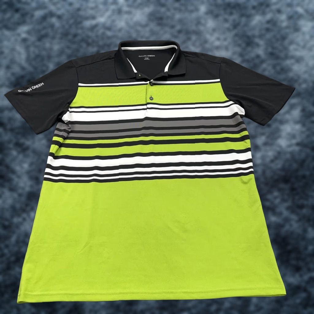 Galvin Green Galvin Green Polo Shirt Mens L Green Striped Performance Stretch Golf Shirts Polo Shirt Mens L Green Striped Size US L / EU 52-54 / 3 - 1 Thumbnail