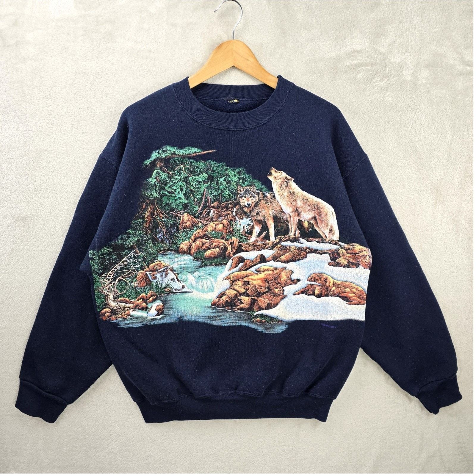 T-shirt vintage Alaska années 1990 Grizzlies Forêt Yukon Nature Neige Lune Med