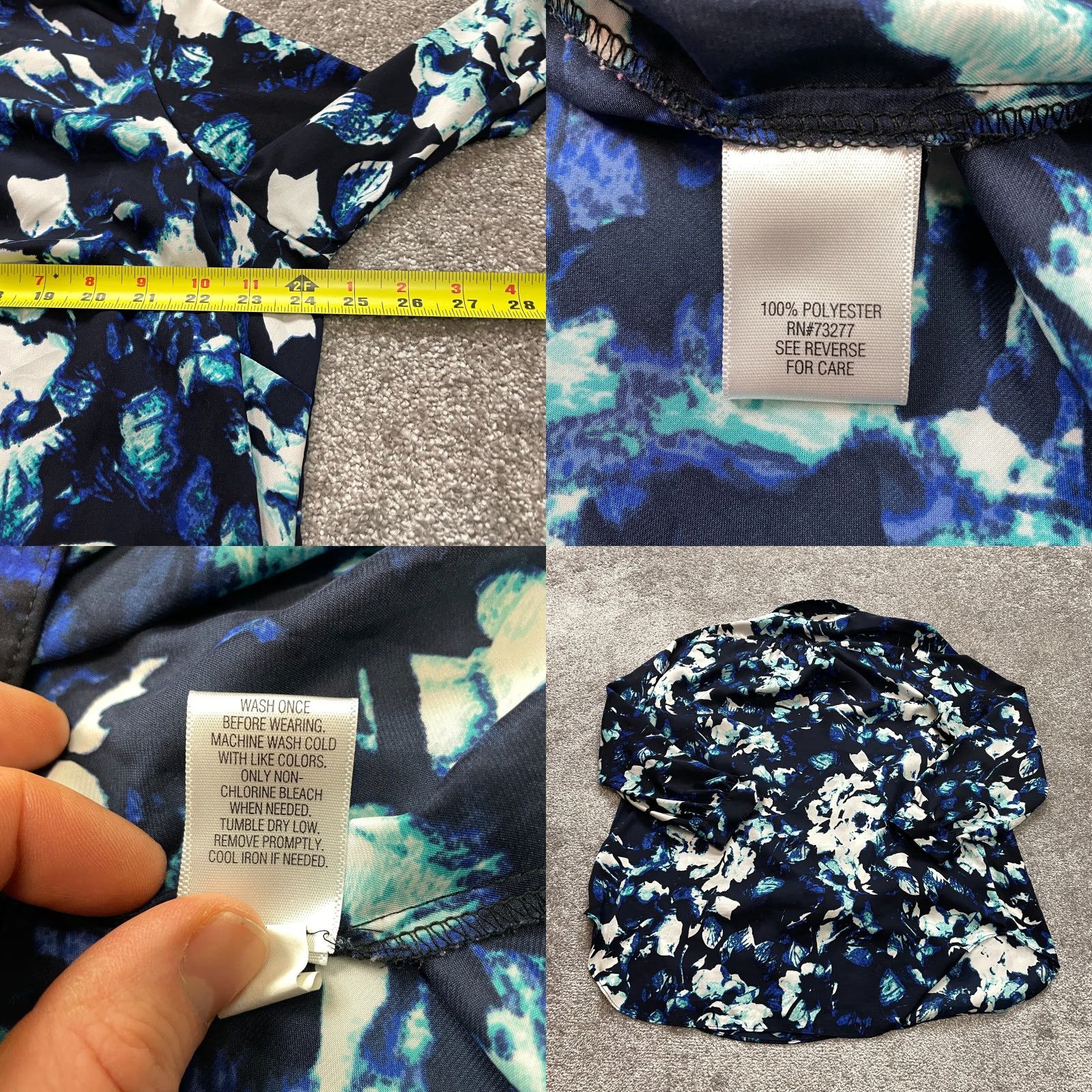 Apt. 9 Apt. 9 Button-Up Shirt Womens 1X White Blue Floral 3/4 Sleeve Collared Shirt Size XL / US 12-14 / IT 48-50 - 8 Thumbnail