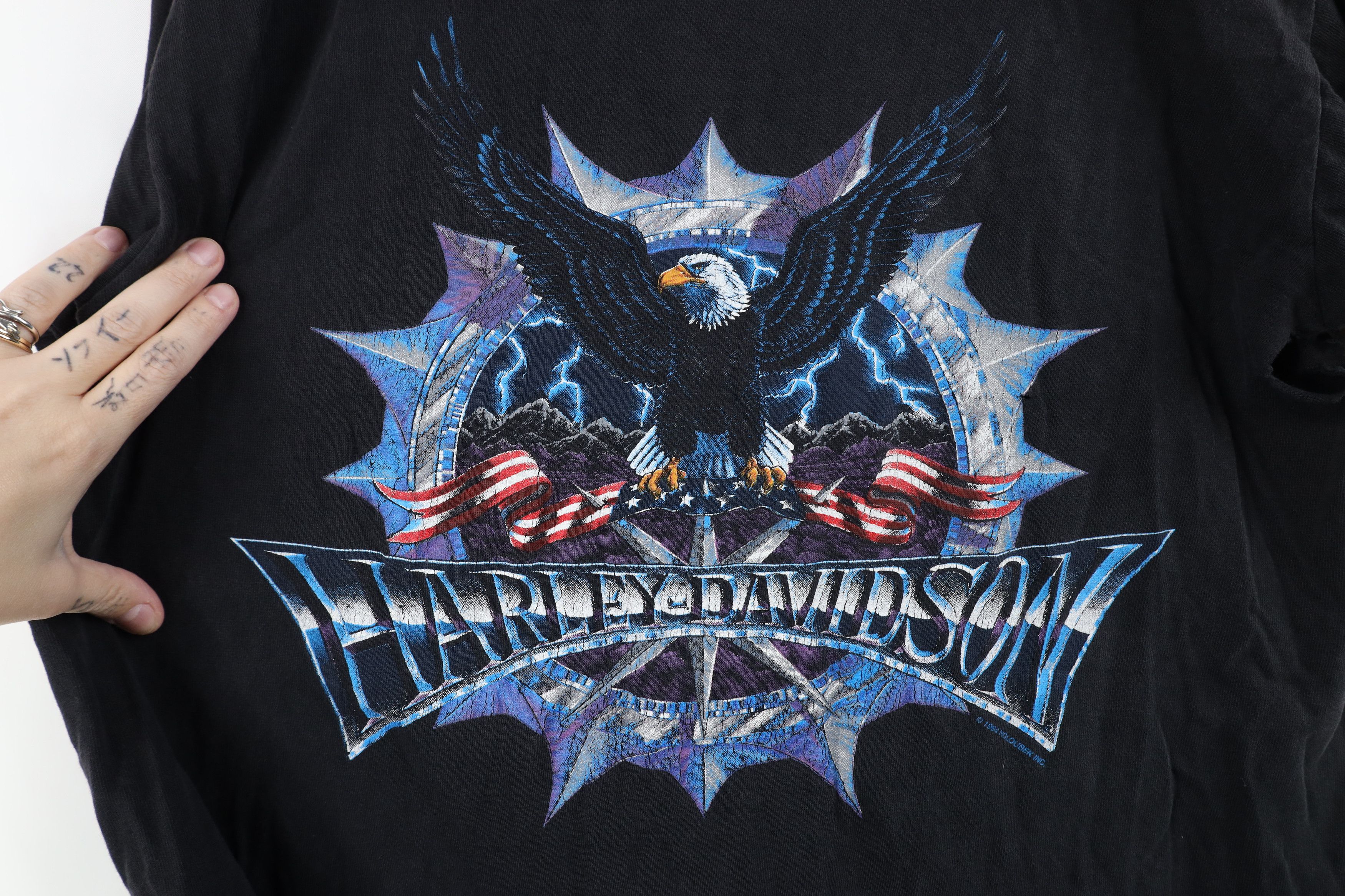 Harley Davidson Vintage 90s Harley Davidson Lightning T-Shirt Black USA Size US M / EU 48-50 / 2 - 4 Thumbnail