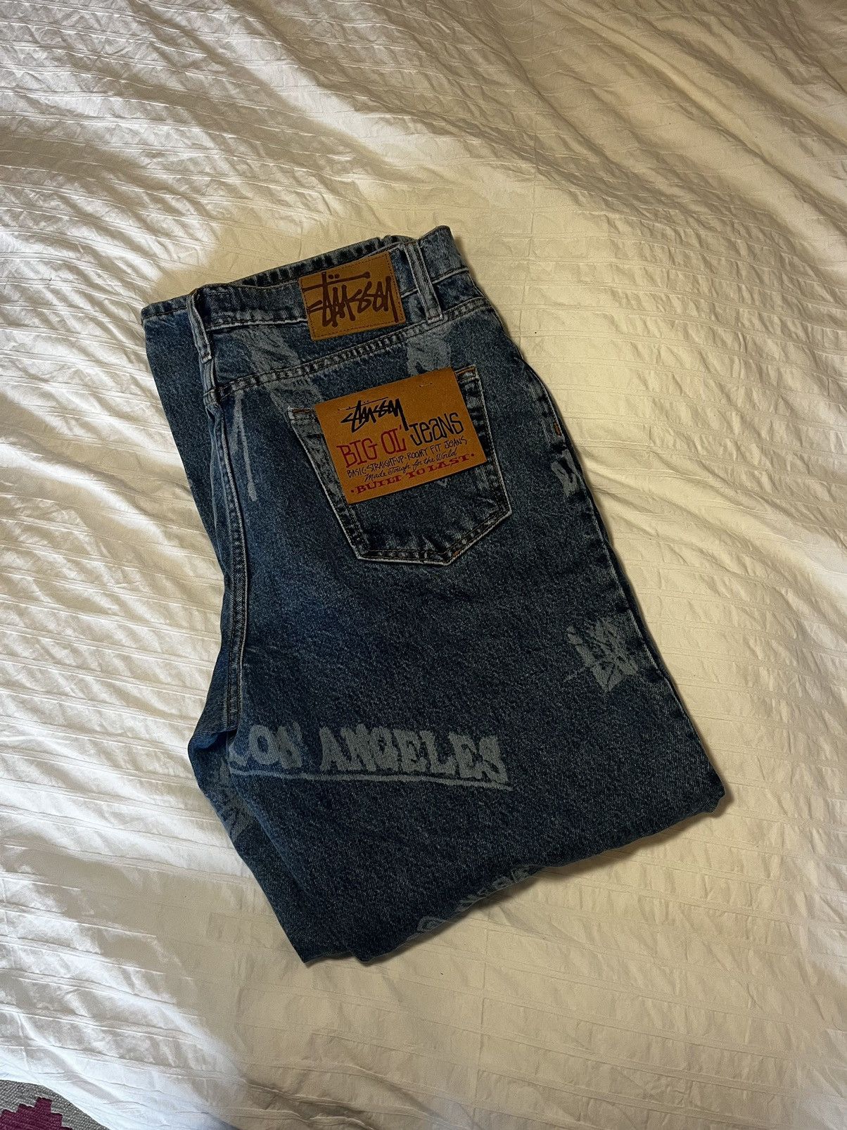 Image of Stussy Big Ol Jeans Worldwide W30 in Blue, Men's