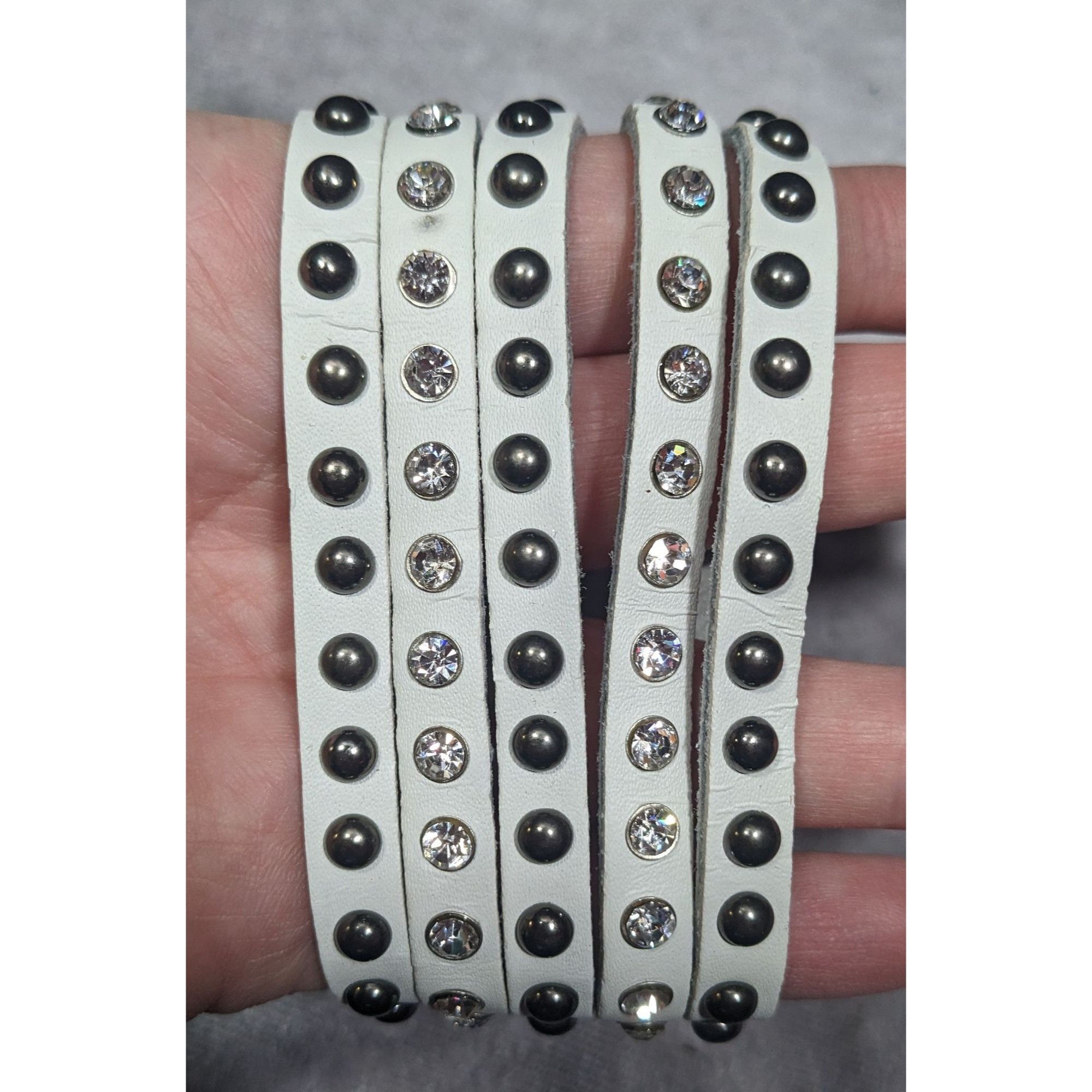 Other Alternative Glam Multilayer White Faux Leather Metal Rhinest Size ONE SIZE - 11 Thumbnail