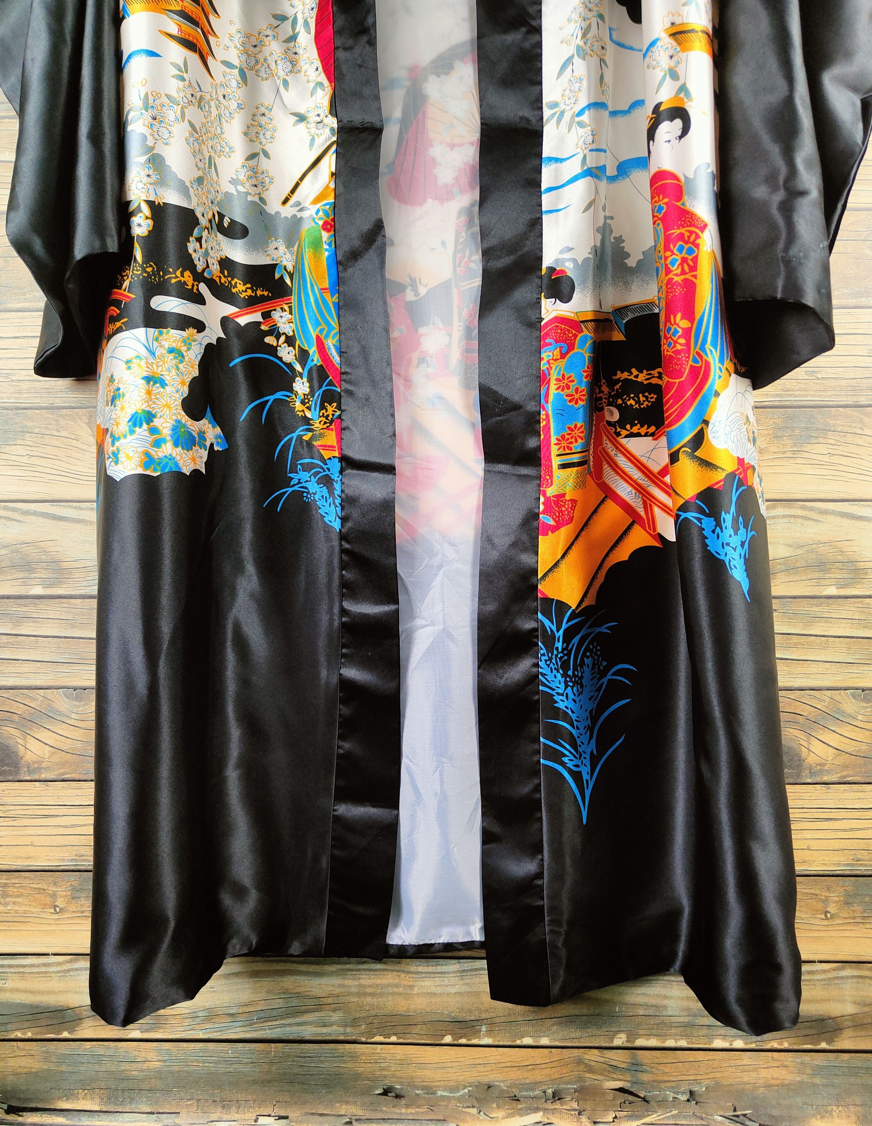 Japanese Brand DL Geisha lady Japan fullprint vintage Kimono #46-720 Size US L / EU 52-54 / 3 - 5 Thumbnail