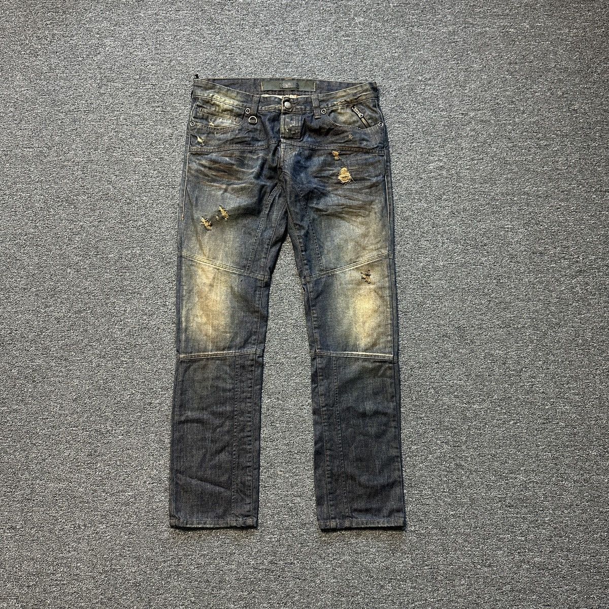 image of Archival Clothing x Avant Garde Bray Steve Alan Archive Dirty Denim Pants in Blue, Men's (Size 36)